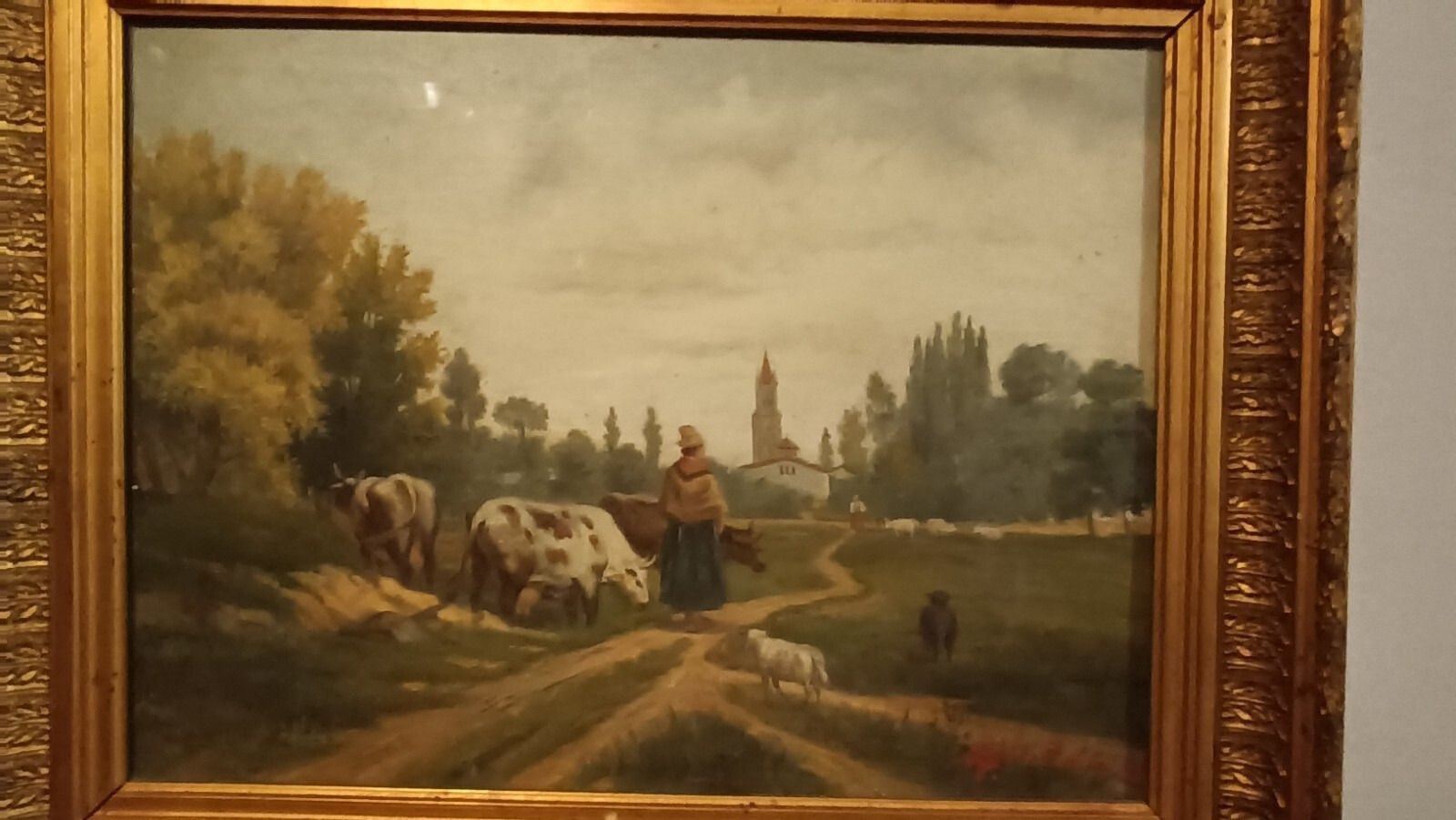 Antique Oil Painting On Canvas Late 800 Signed Piero Porrini photo Art