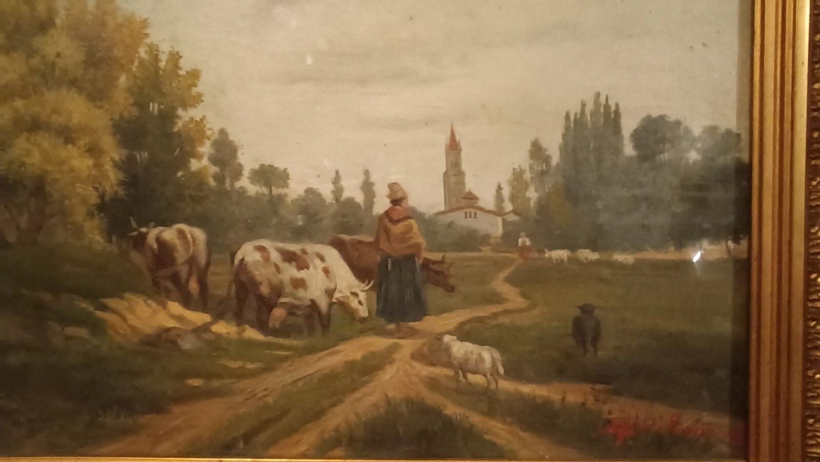 Antique Oil Painting On Canvas Late 800 Signed Piero Porrini photo 170.0