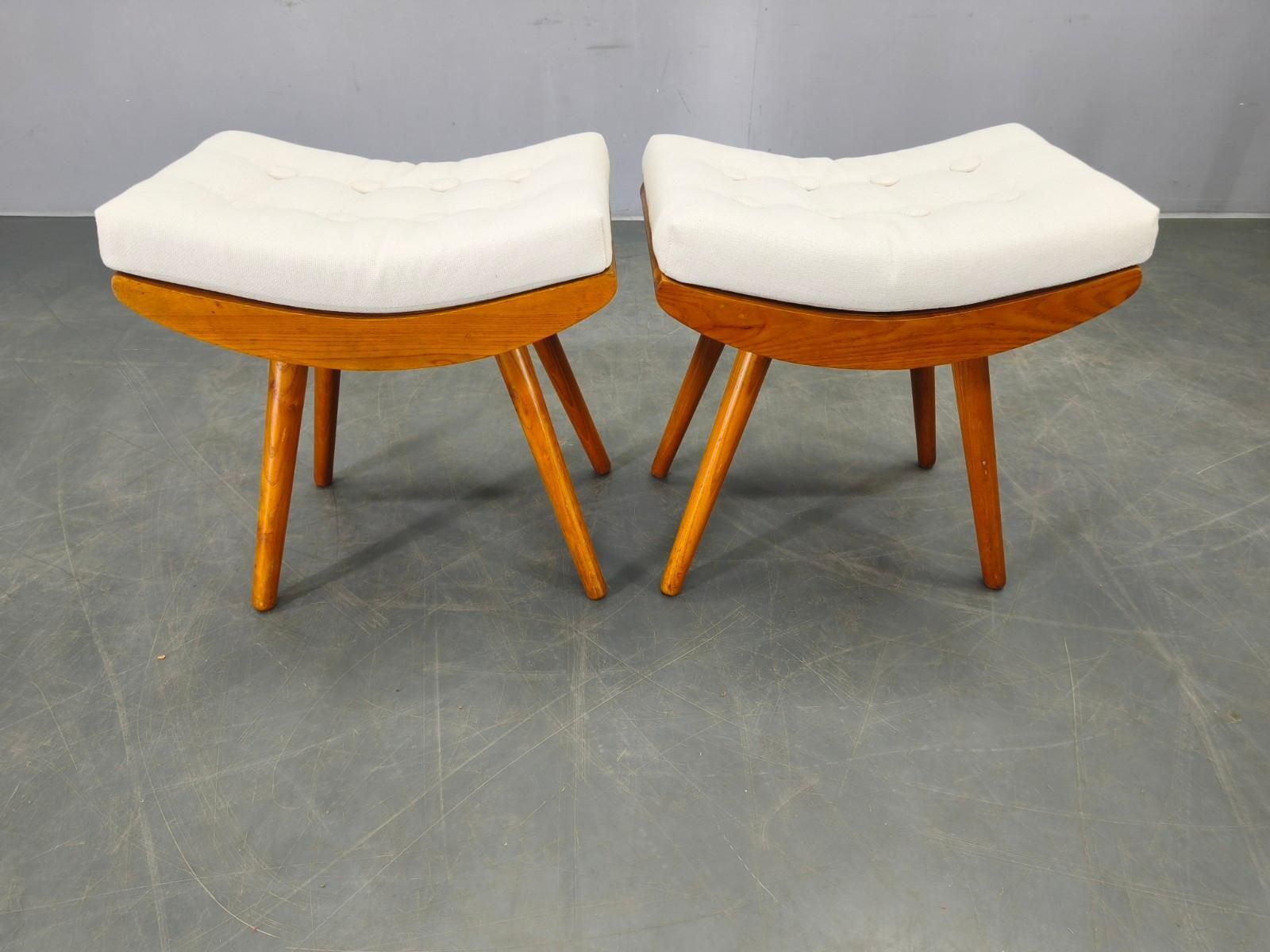 Pair Of Mid Century Maple Wood Stools, 1960s Czechoslovakia photo 597.0