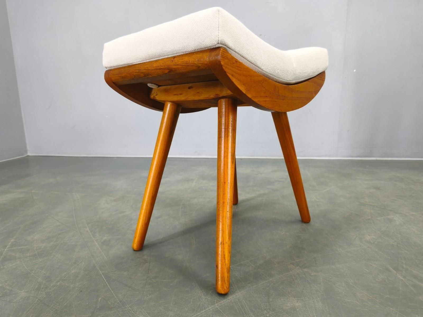 photo for sale Pair Of Mid Century Maple Wood Stools, 1960s Czechoslovakia