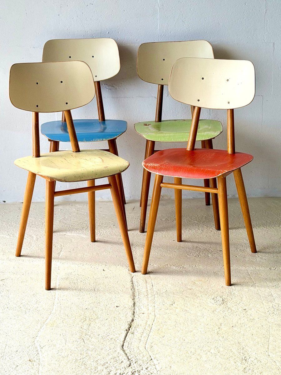 Eetkamerstoelen Van Ton, 1960, Set Van 4