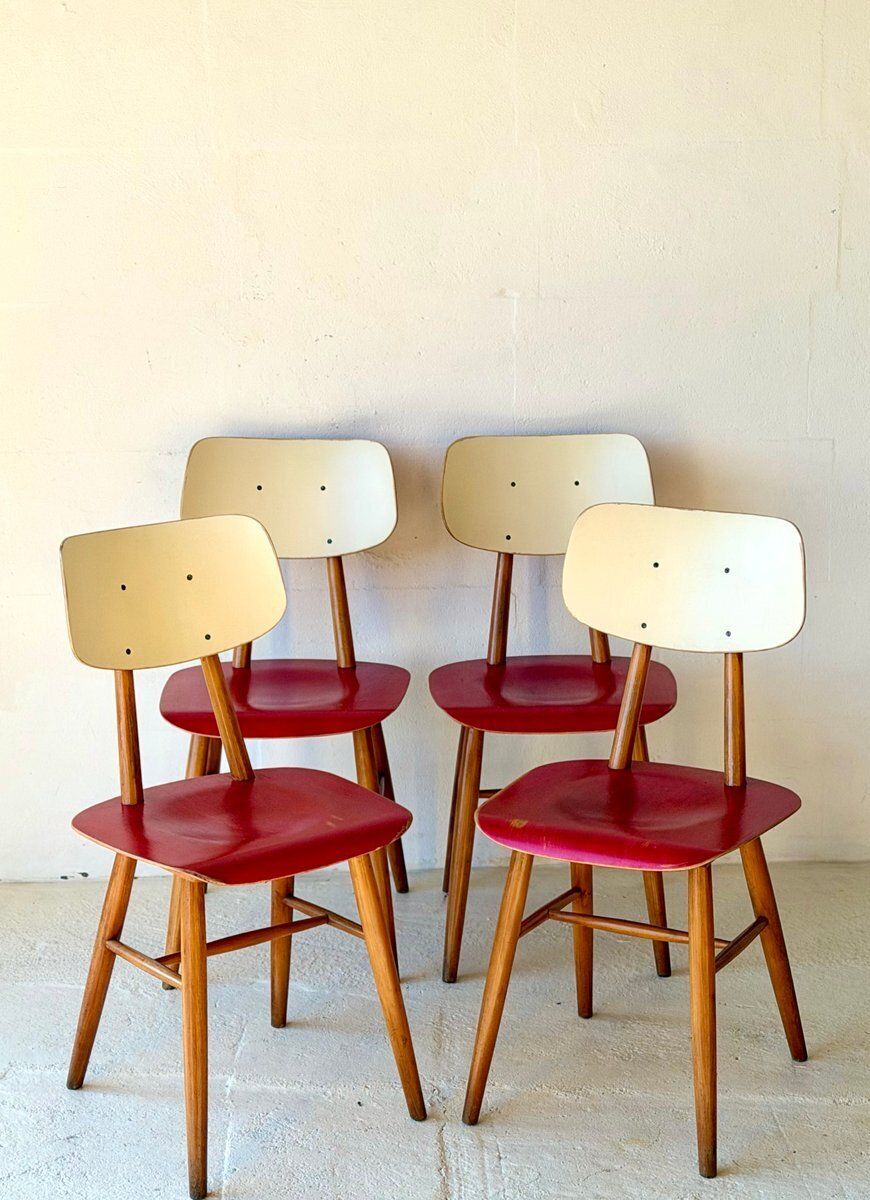 Bistrostoelen Van Ton, 1960, Set Van 4