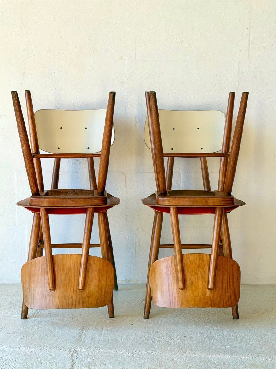 Meubels Bistrostoelen Van Ton, 1960, Set Van 4 photo