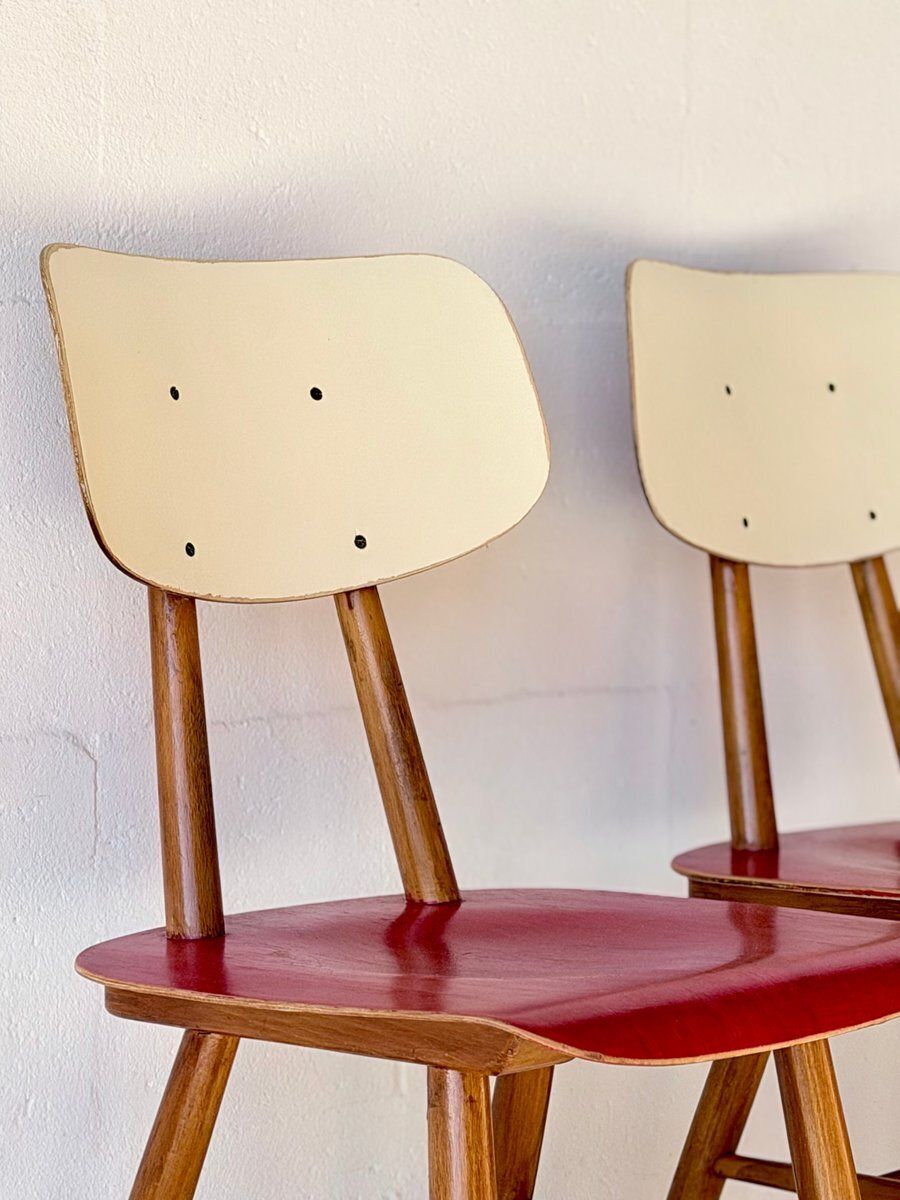 photo vintage Bistrostoelen Van Ton, 1960, Set Van 4