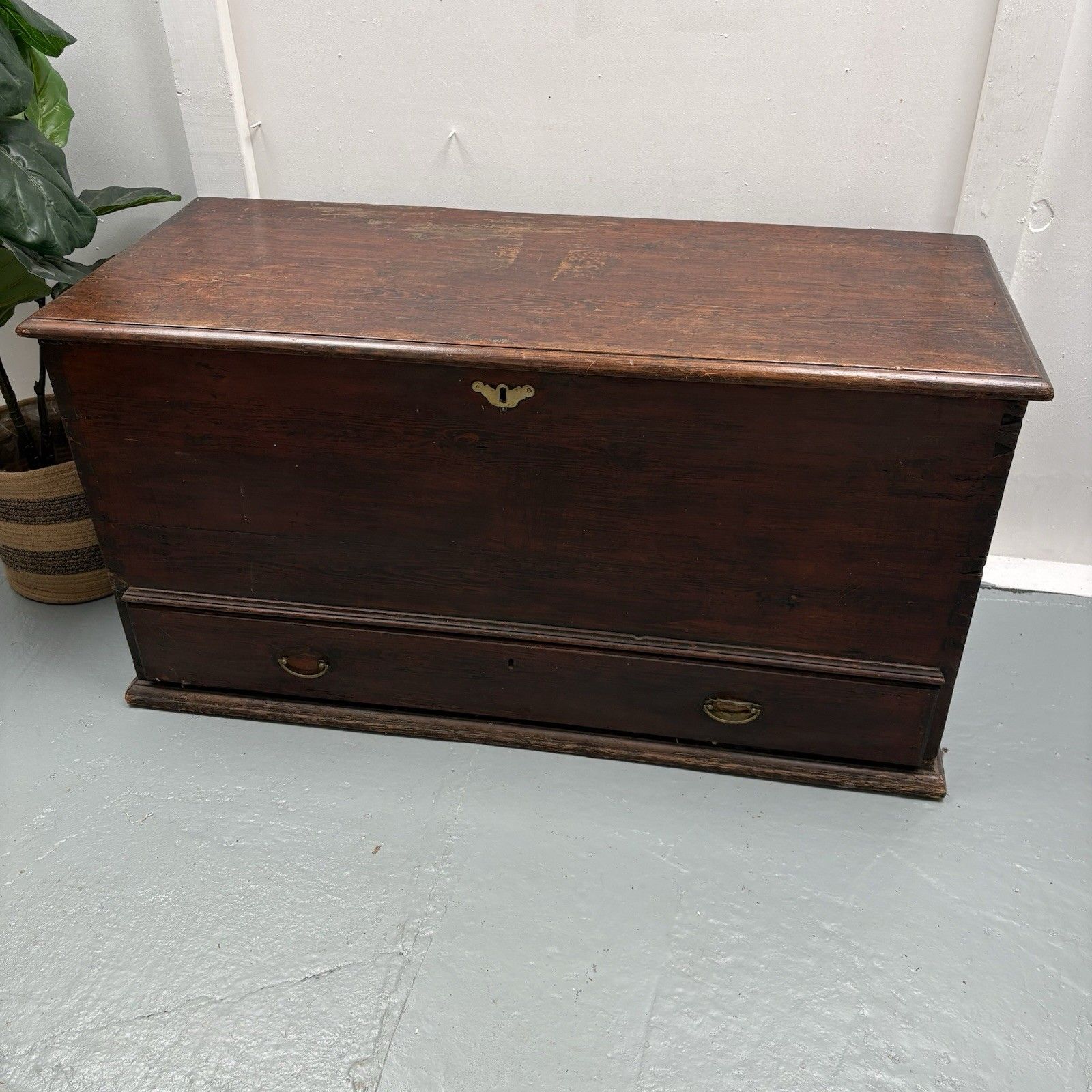 Antique Pine Mule Chest Blanket Box Ottoman Trunk Toy Box photo furniture