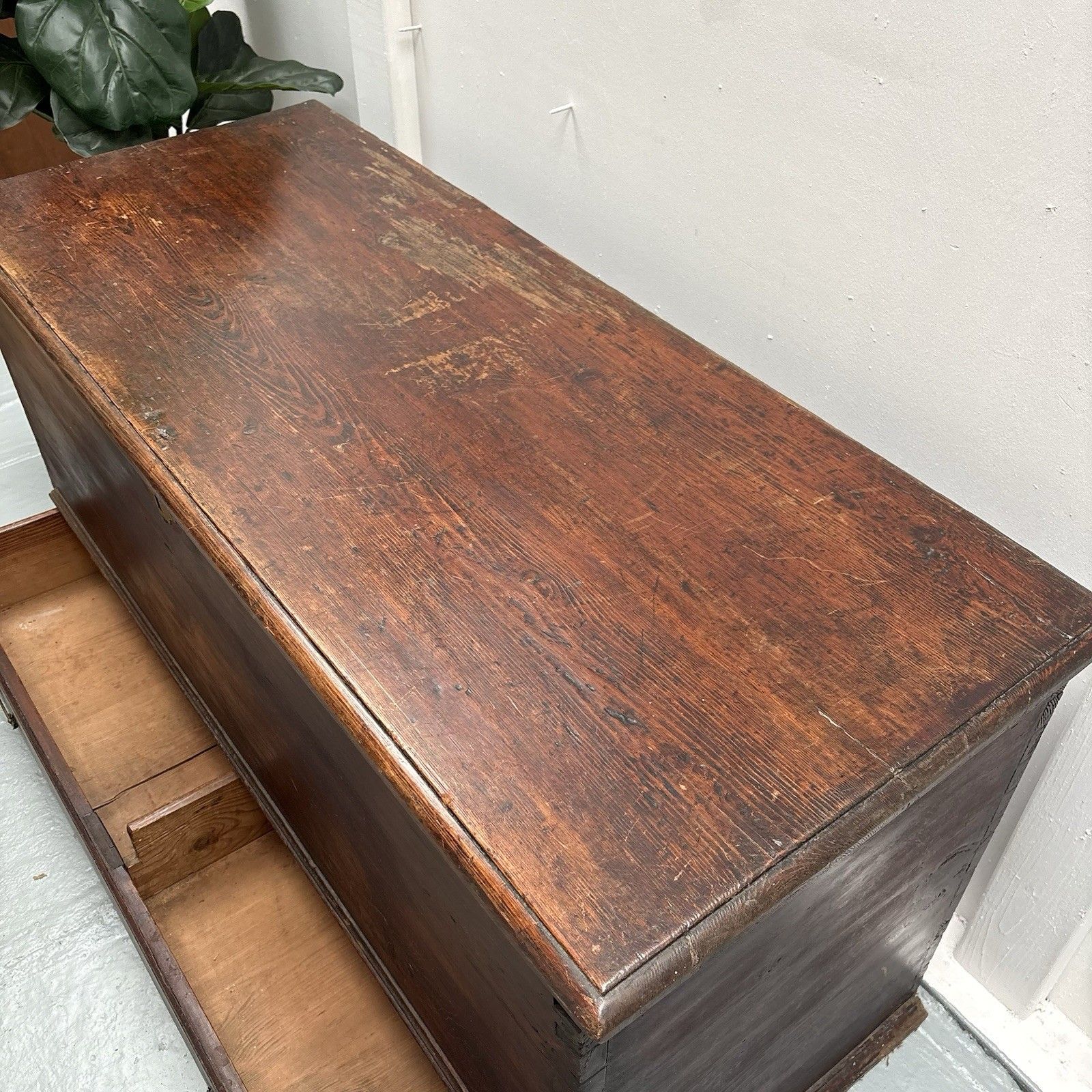 Antique Pine Mule Chest Blanket Box Ottoman Trunk Toy Box photo vintage