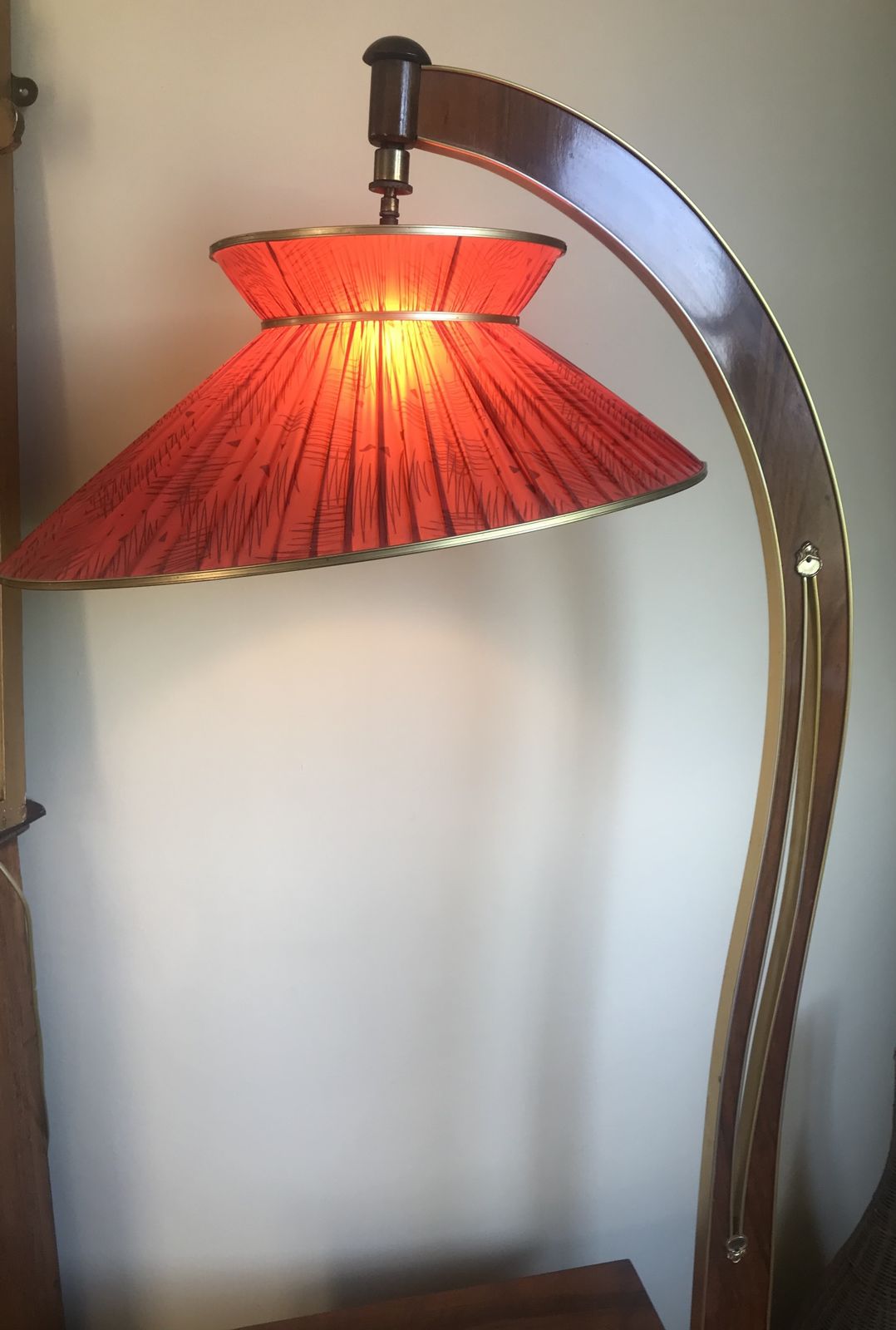 1950’s Walnut Display Cabinet With Original Lamp And Shade By Wilhelm Krechlok photo furniture