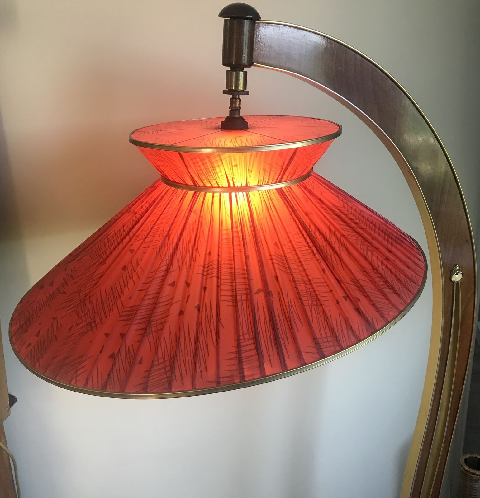 1950’s Walnut Display Cabinet With Original Lamp And Shade By Wilhelm Krechlok photo 695.0