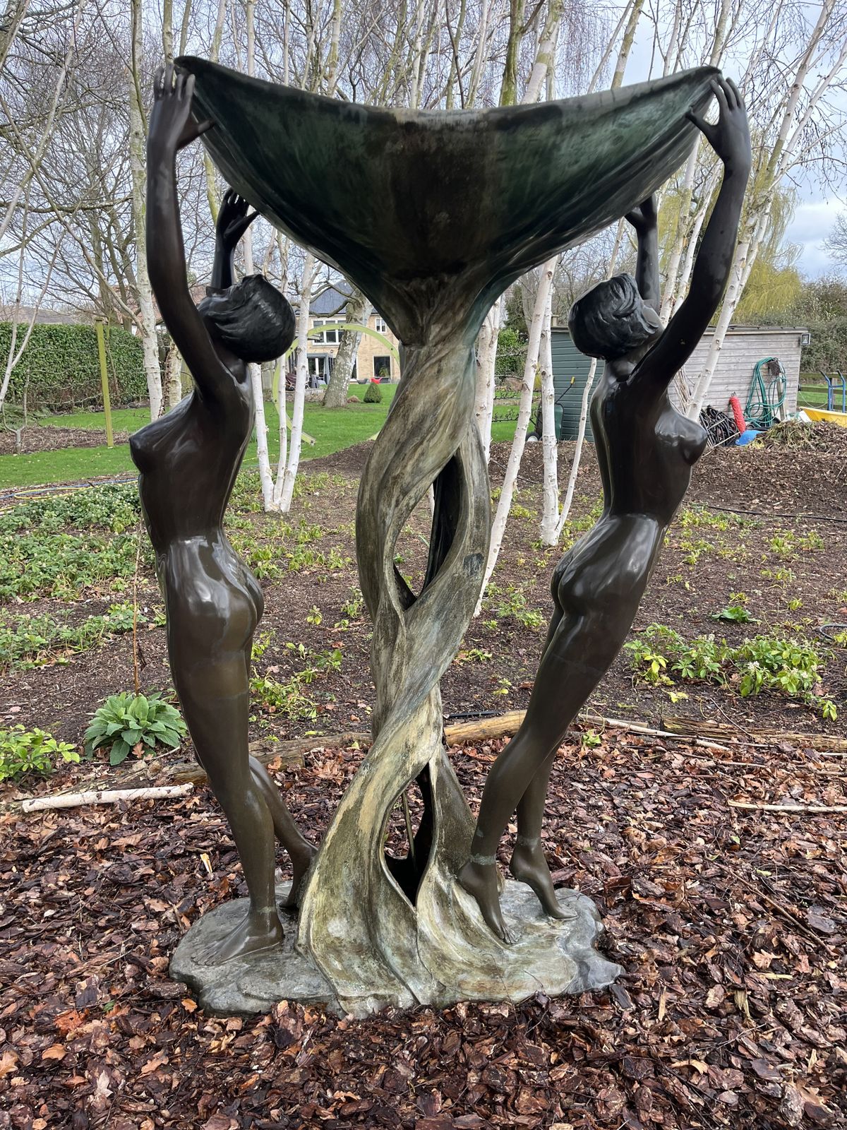 photo furniture Art Deco Cast Bronze Ladies Garden Fountain