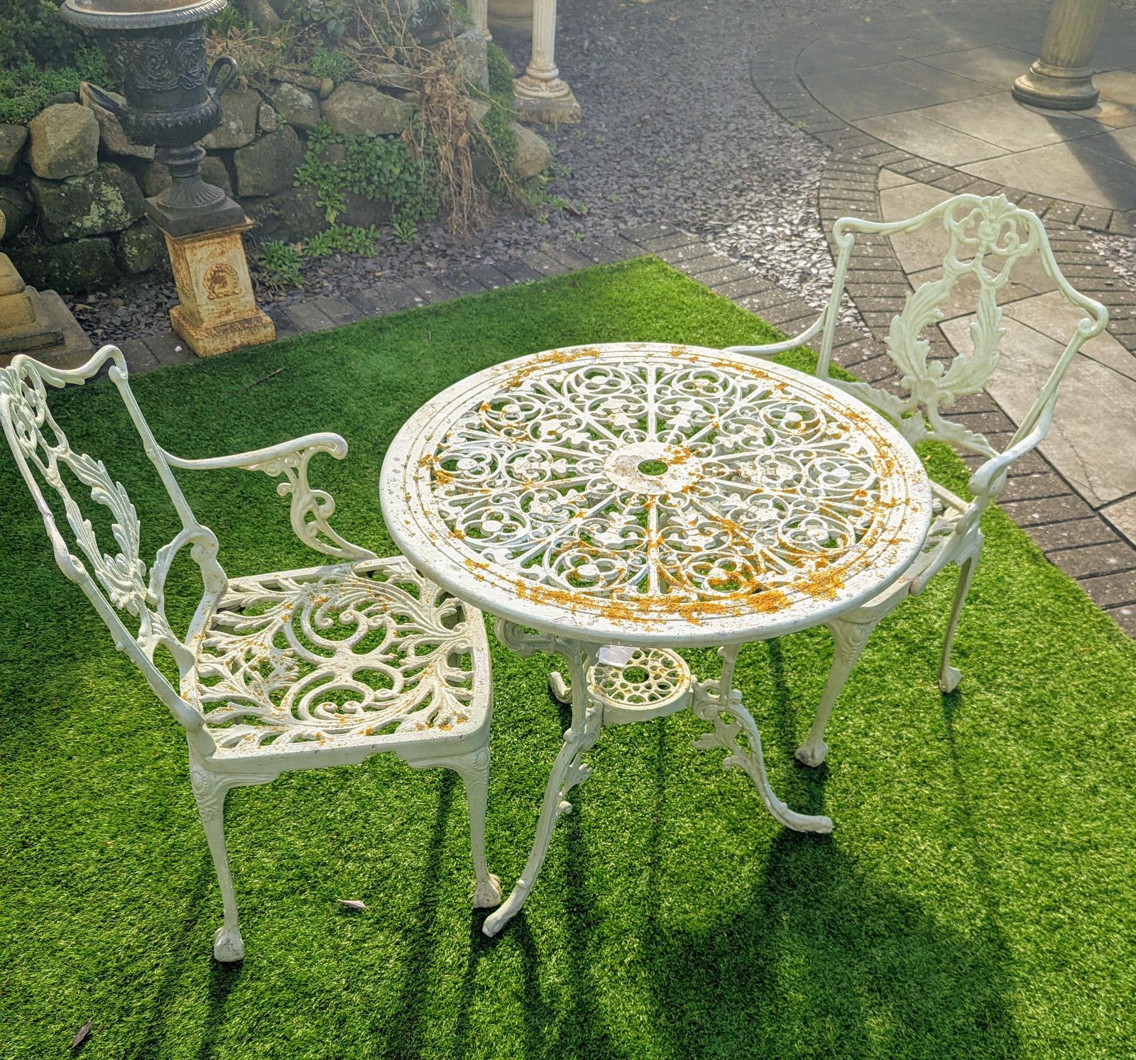 Regency Style Metal Terrace Set With Scrolling Pierced Detail Delivery In Uk 0089. photo Garden Furniture