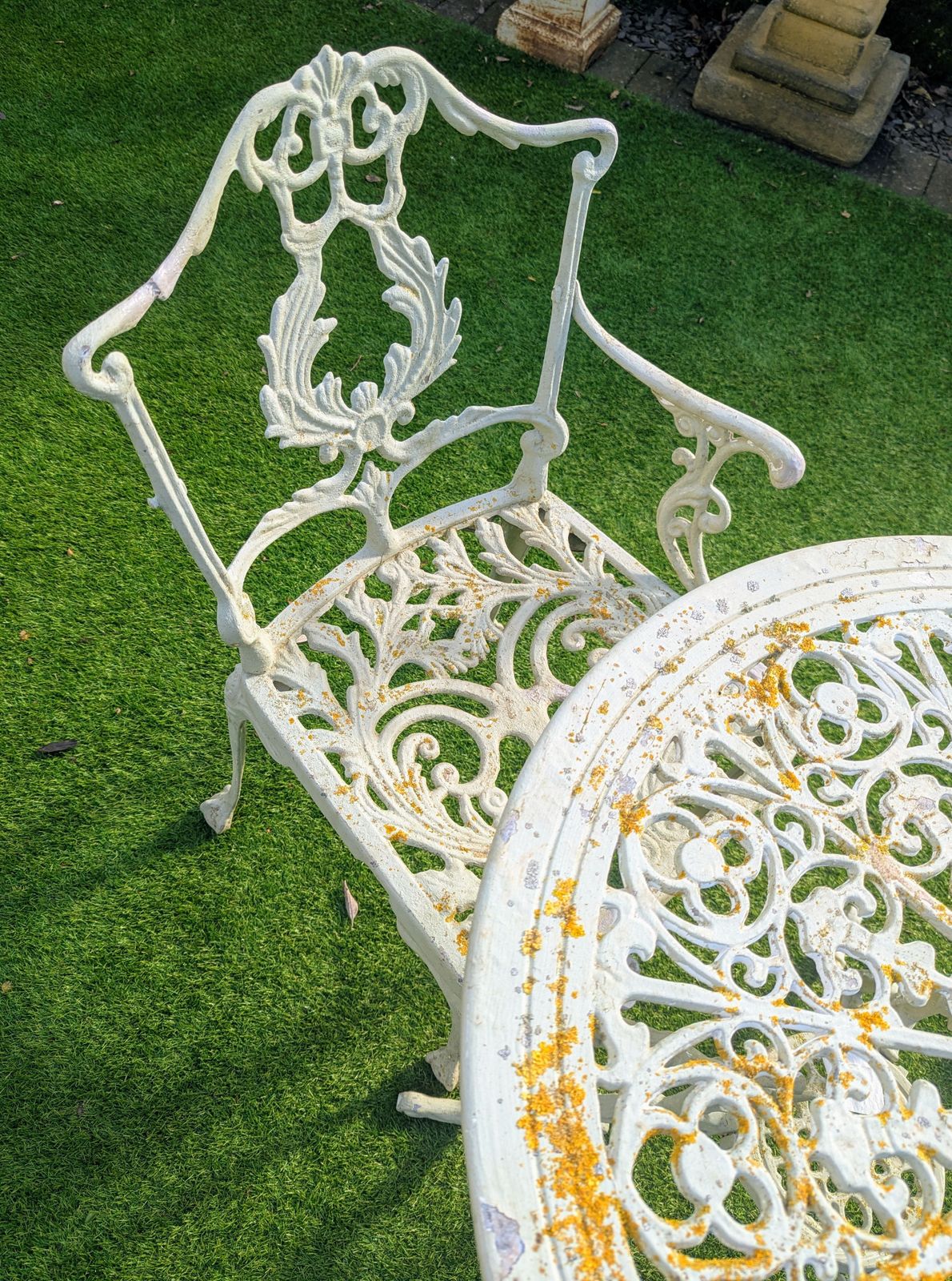 Regency Style Metal Terrace Set With Scrolling Pierced Detail Delivery In Uk 0089. photo vintage