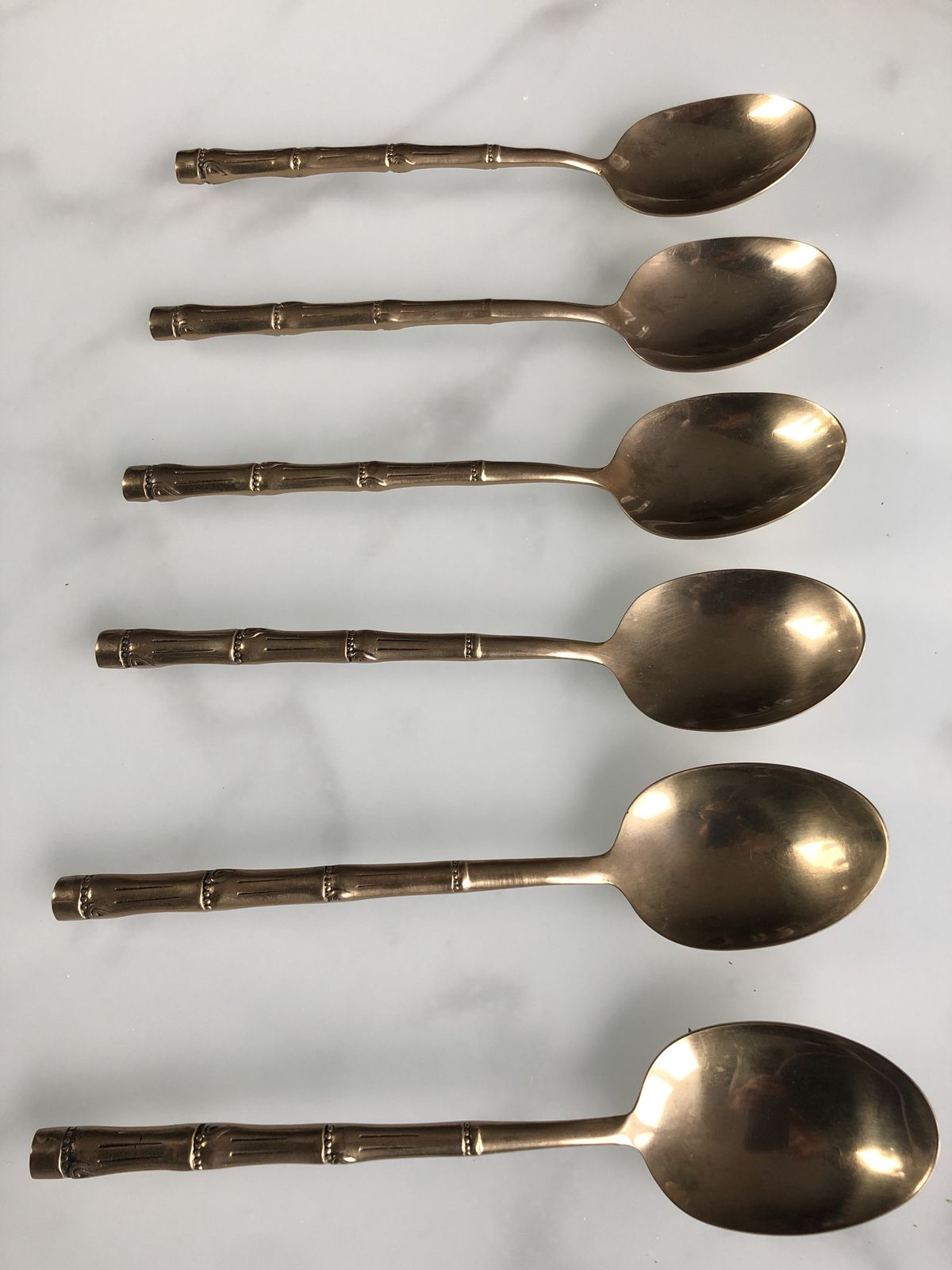 photo vintage Brass Bamboo Style Cutlery