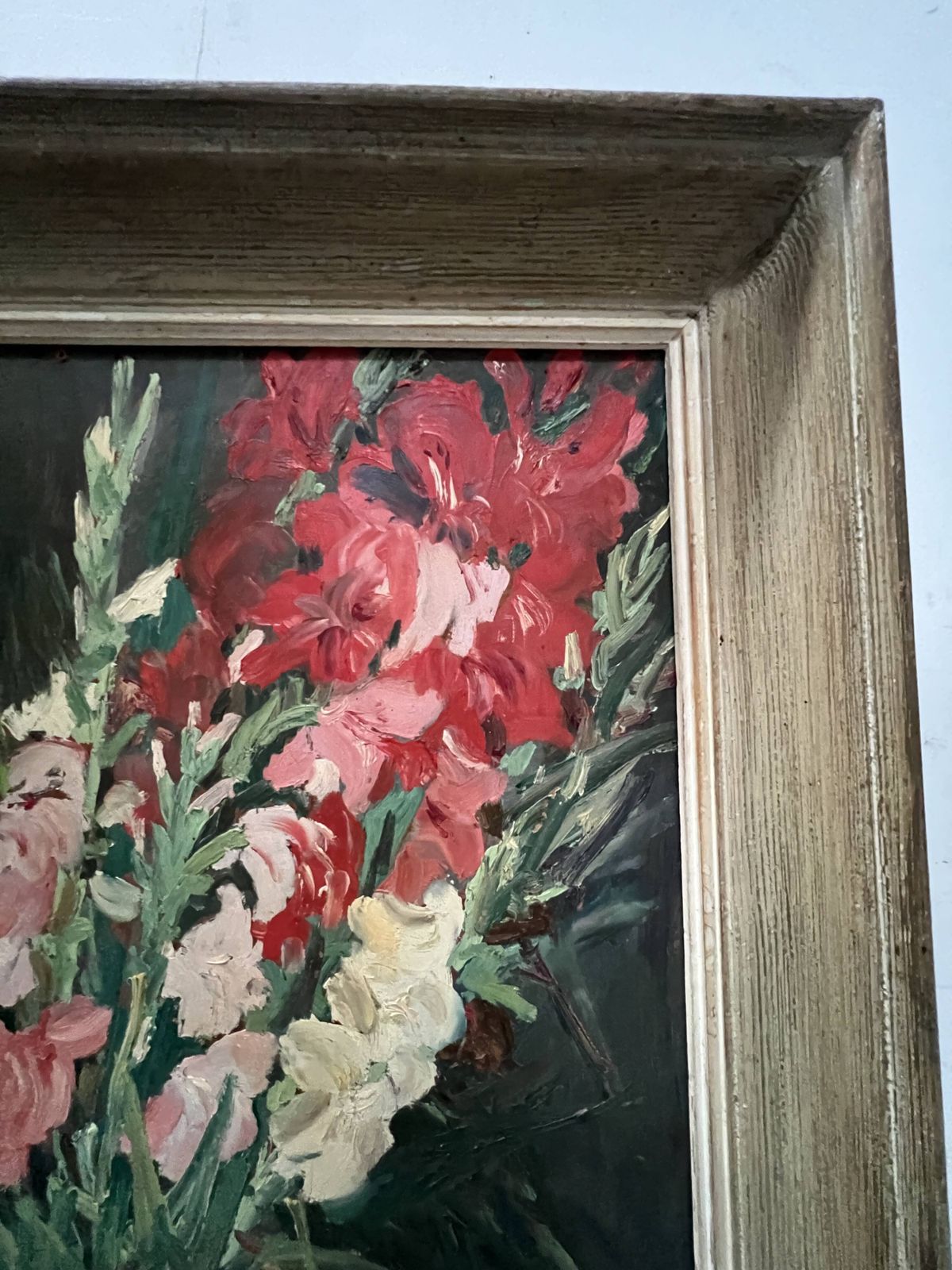 Art Oil On Isorel "The Bouquet Of Gladioli" Signed P. Arata 20th Century photo