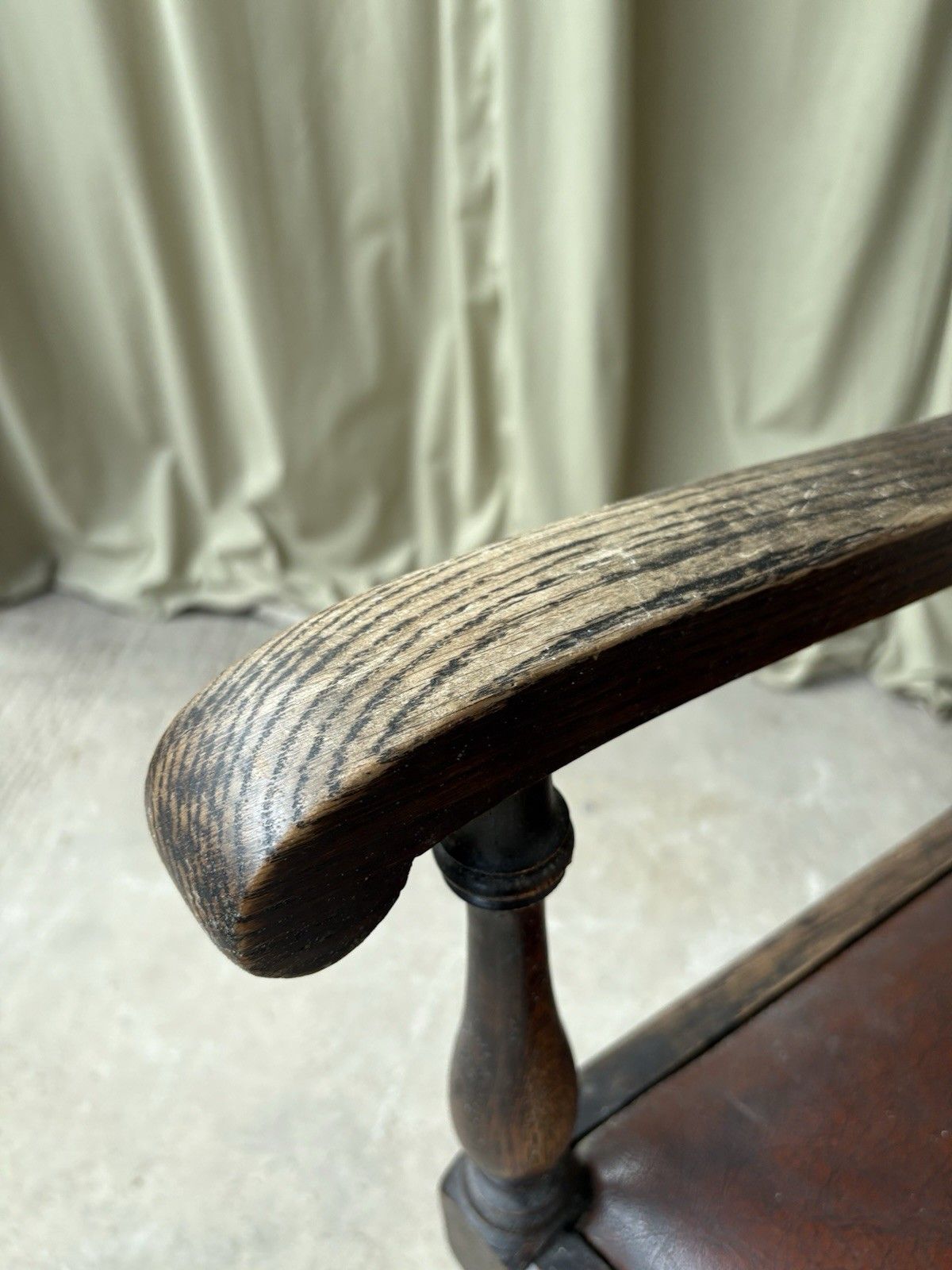 Vtg Antique Armchair Carved Oak Chair Retro R1090 photo vintage