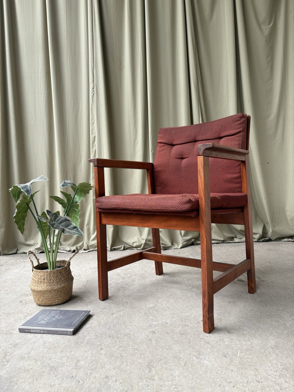 Vtg Late Mid Century Oak Chair Side Armchair  Danish Scandi Retro R1093 photo furniture