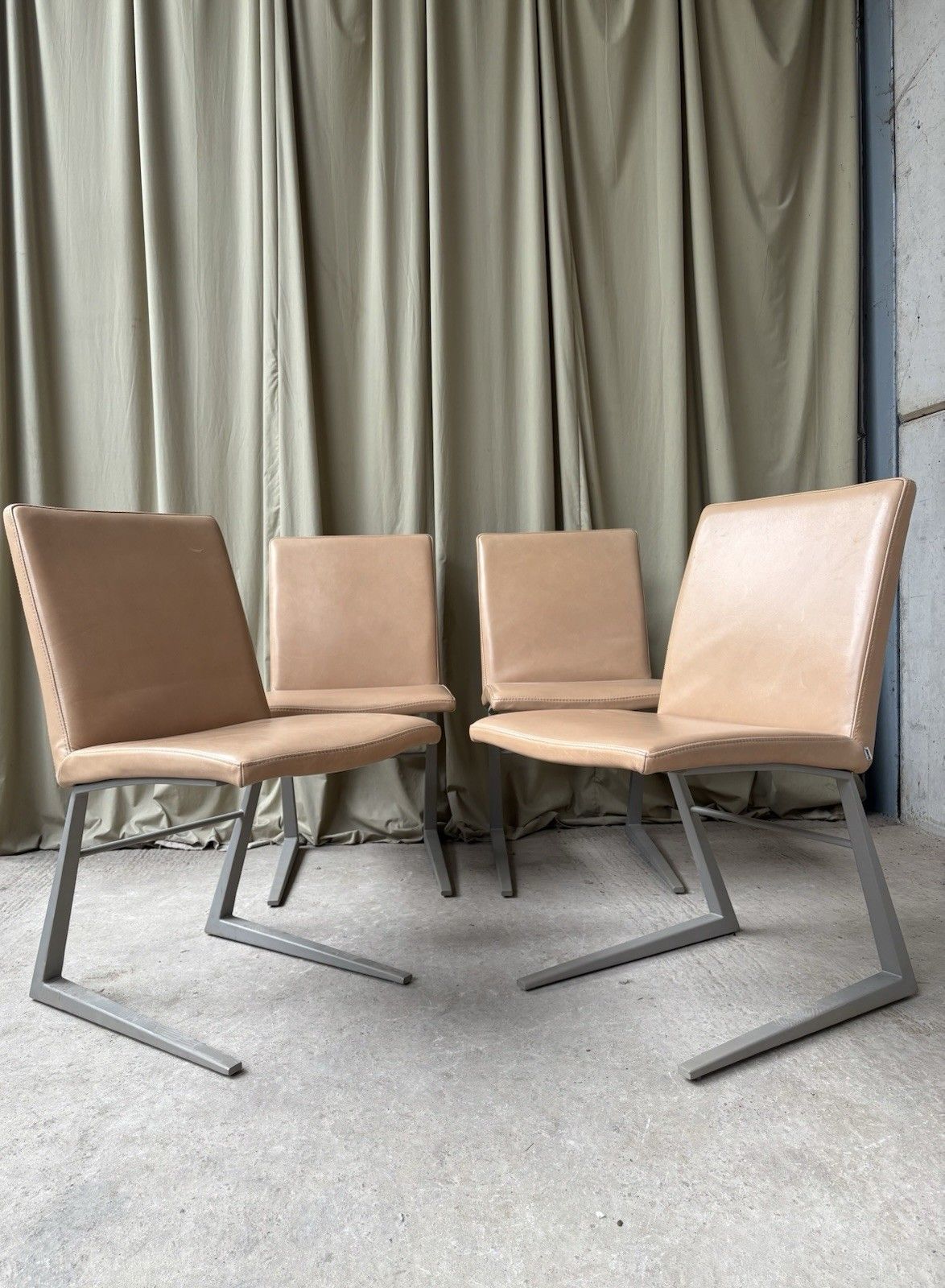 Vtg Mid Century Style Set 4 Leather Bo Concept Mariposa Dining Chairs R1095 photo furniture