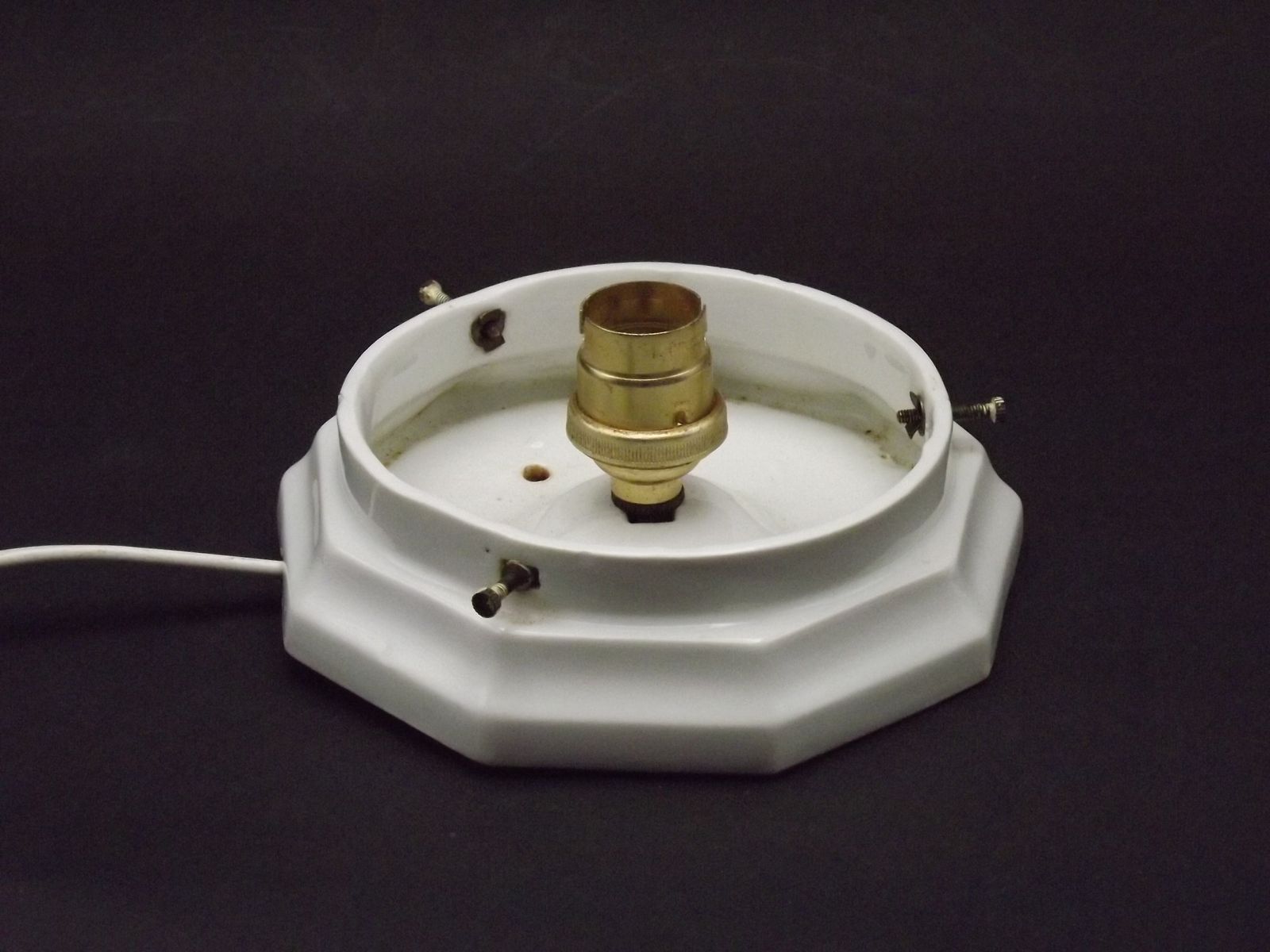photo for sale French Art Deco Skyscraper Ceiling Light White Opaque Glass   Limoges Mount