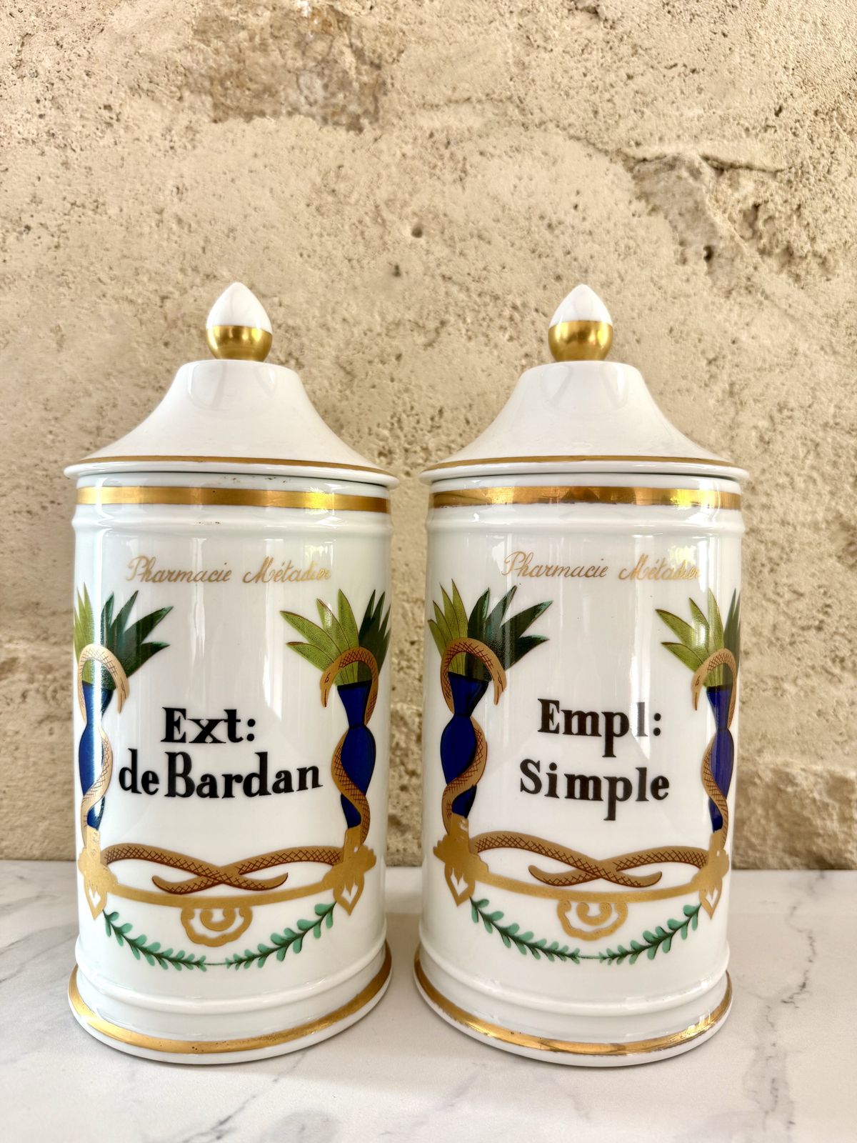 Pair Of French Porcelain Pharmacy Pots photo furniture