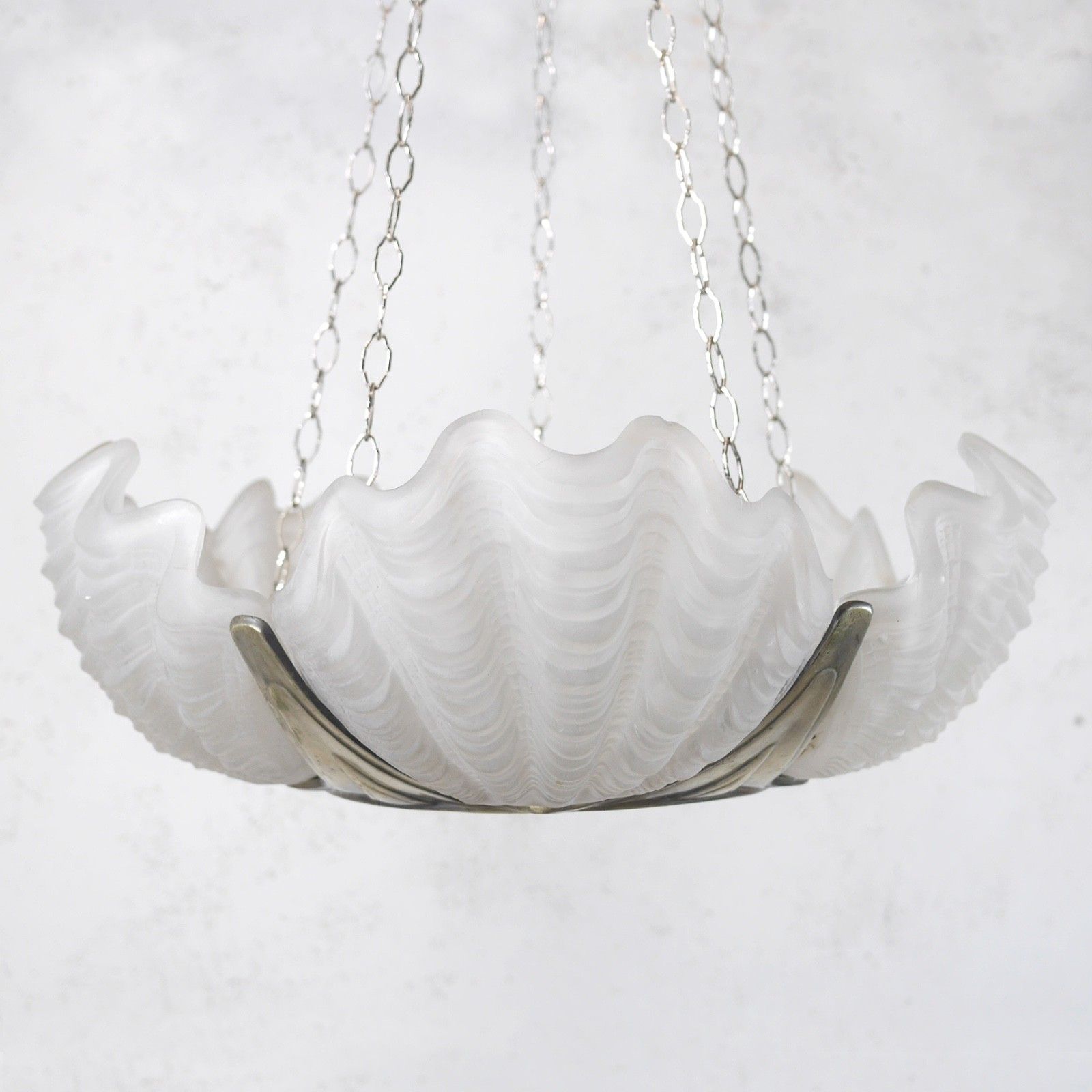 Colossal Art Deco Clam Shell Pendant Ceiling Light Lamp Dia 52cm #103122 photo for sale