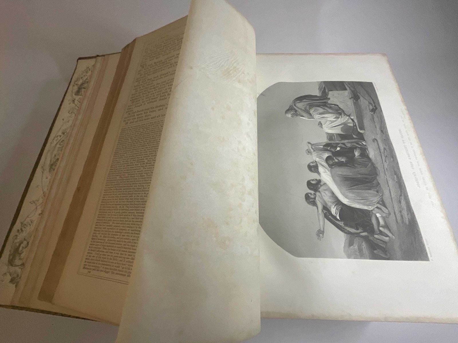 Home Decor Huge Victorian Family Bible Lavishly Illustrated C1860, Heirloom Folio. photo