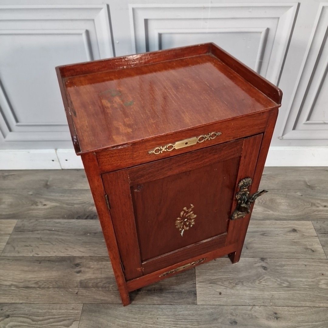 Antique Edwardian Pot Cupboard Bedside Cabinet Table Mahogany Veneer Vintage photo furniture