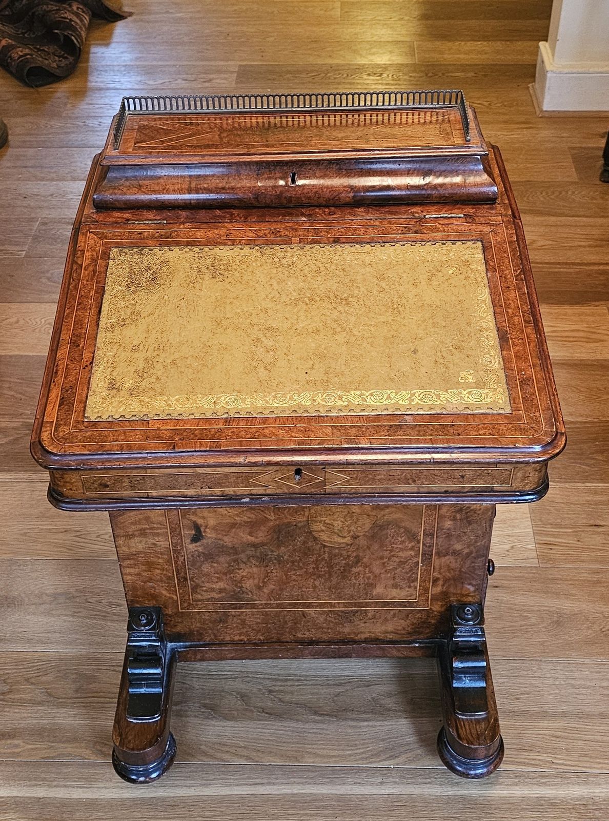 Victorian Burr Walnut Davenport Writing Desk With Leather Top photo furniture