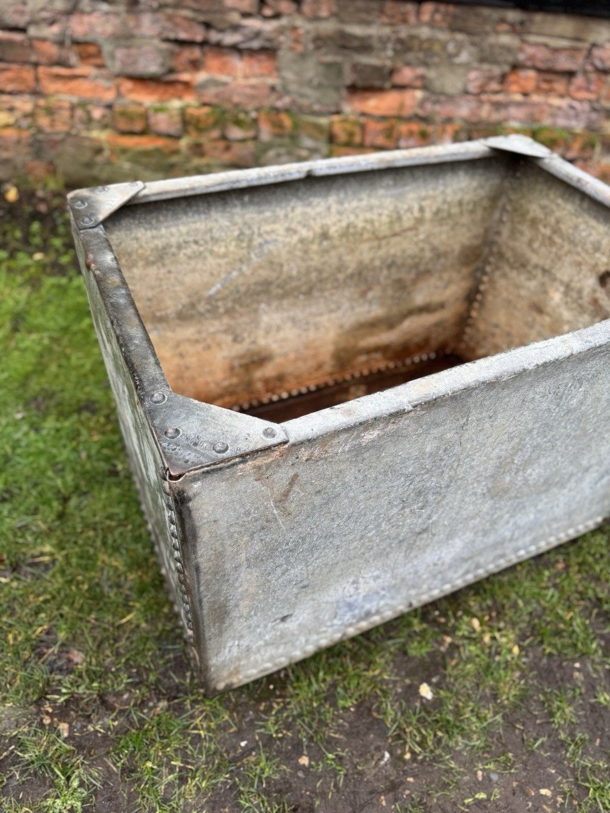 Riveted Galvanised Trough Garden Planter /  Raised Flower Bed Plant Olive Tree Pot Z4 photo Garden Decor