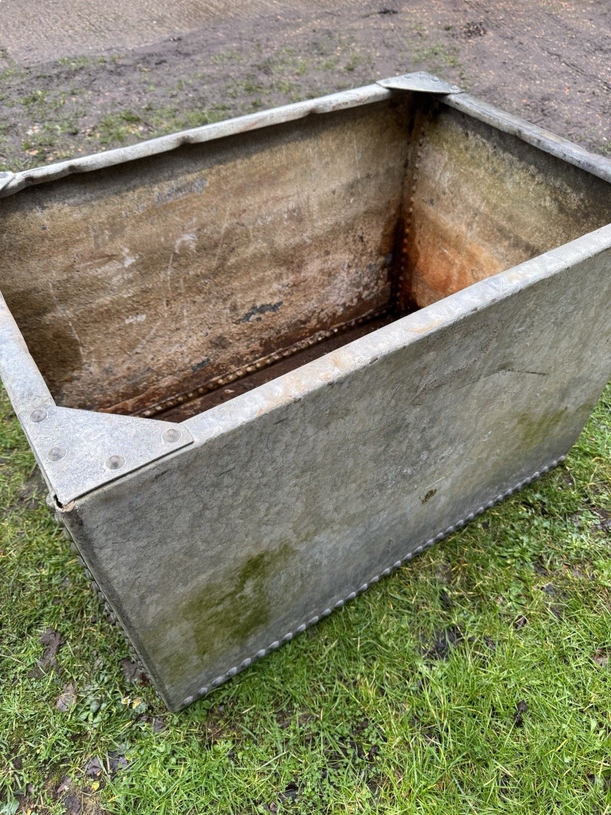 Riveted Galvanised Trough Garden Planter /  Raised Flower Bed Plant Olive Tree Pot Z4 photo vinterior