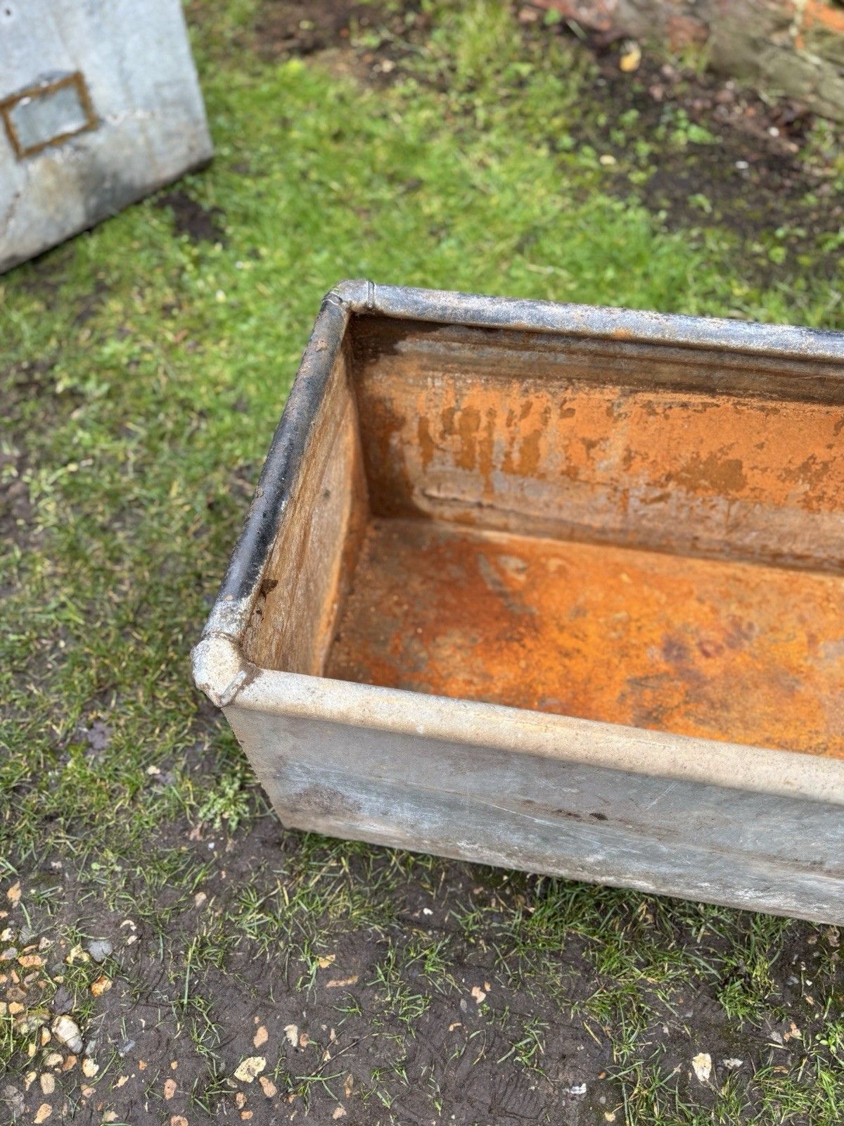 Vintage Galvanised Trough Garden Planter 123cm / Raised Flowerbed Plant Tree Pot Z2 photo for sale