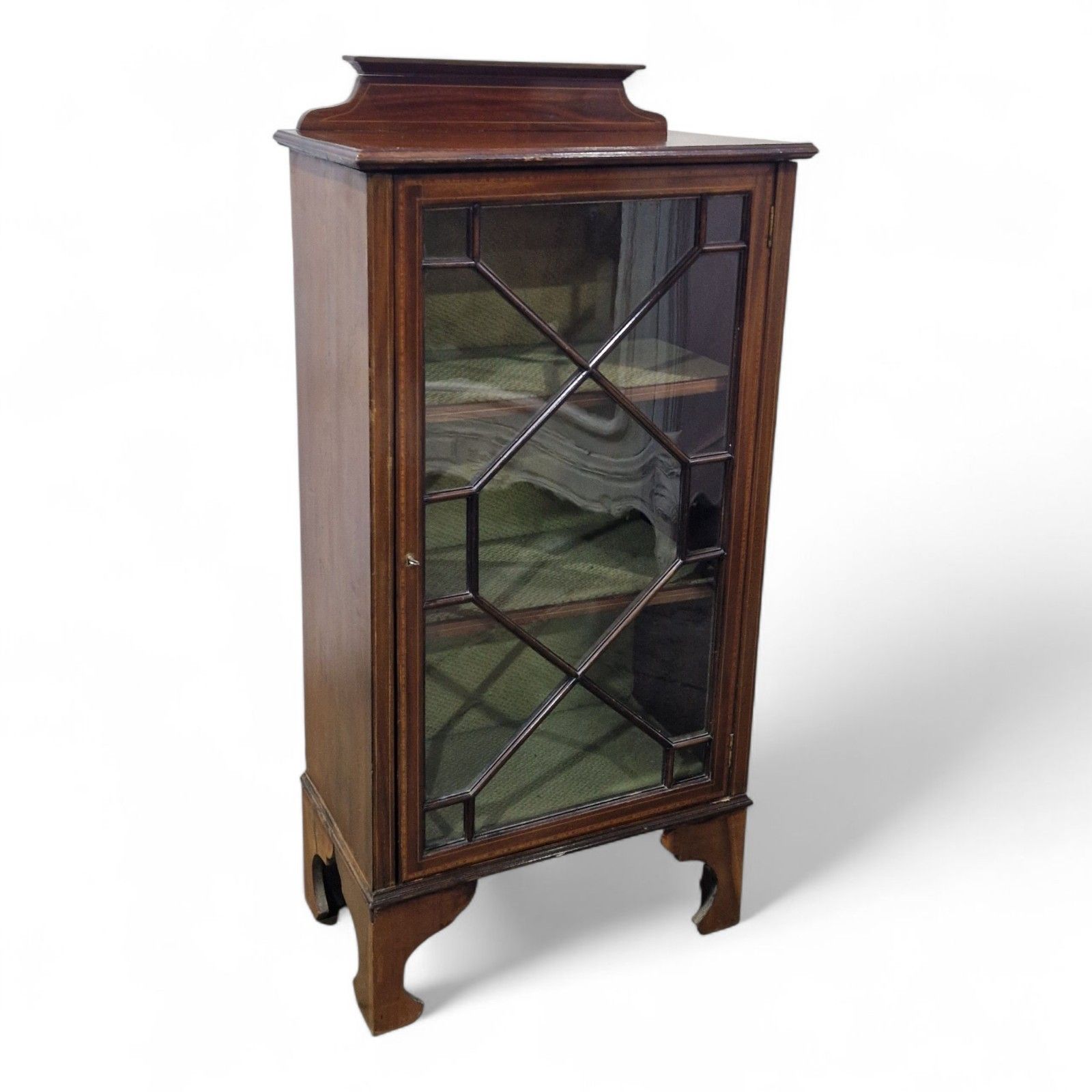 Antique Mahogany Display Cabinet Edwardian Single Door Inlaid Side Cabinet photo vinterior
