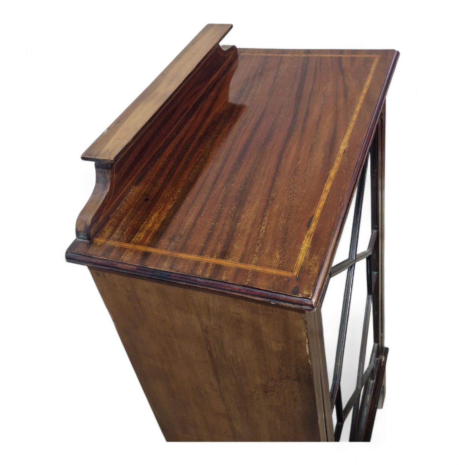 Antique Mahogany Display Cabinet Edwardian Single Door Inlaid Side Cabinet photo vintage