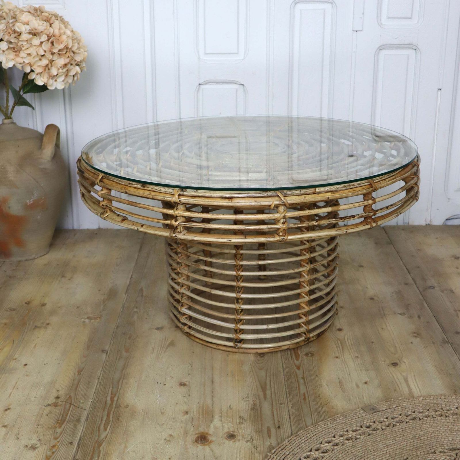 Mid Century Rattan Circular Coffee Table photo 495.0