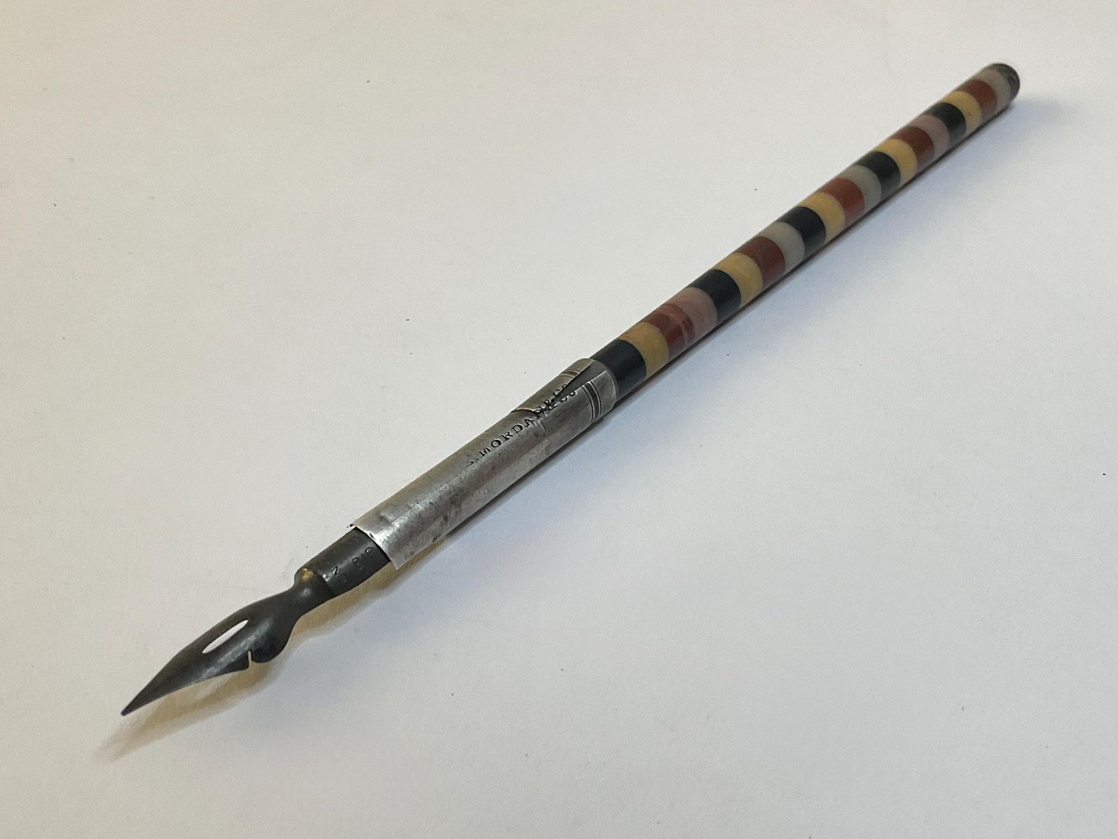 Victorian S. Mordan & Co Dip Pen, Rare Agate Shaft, C1880