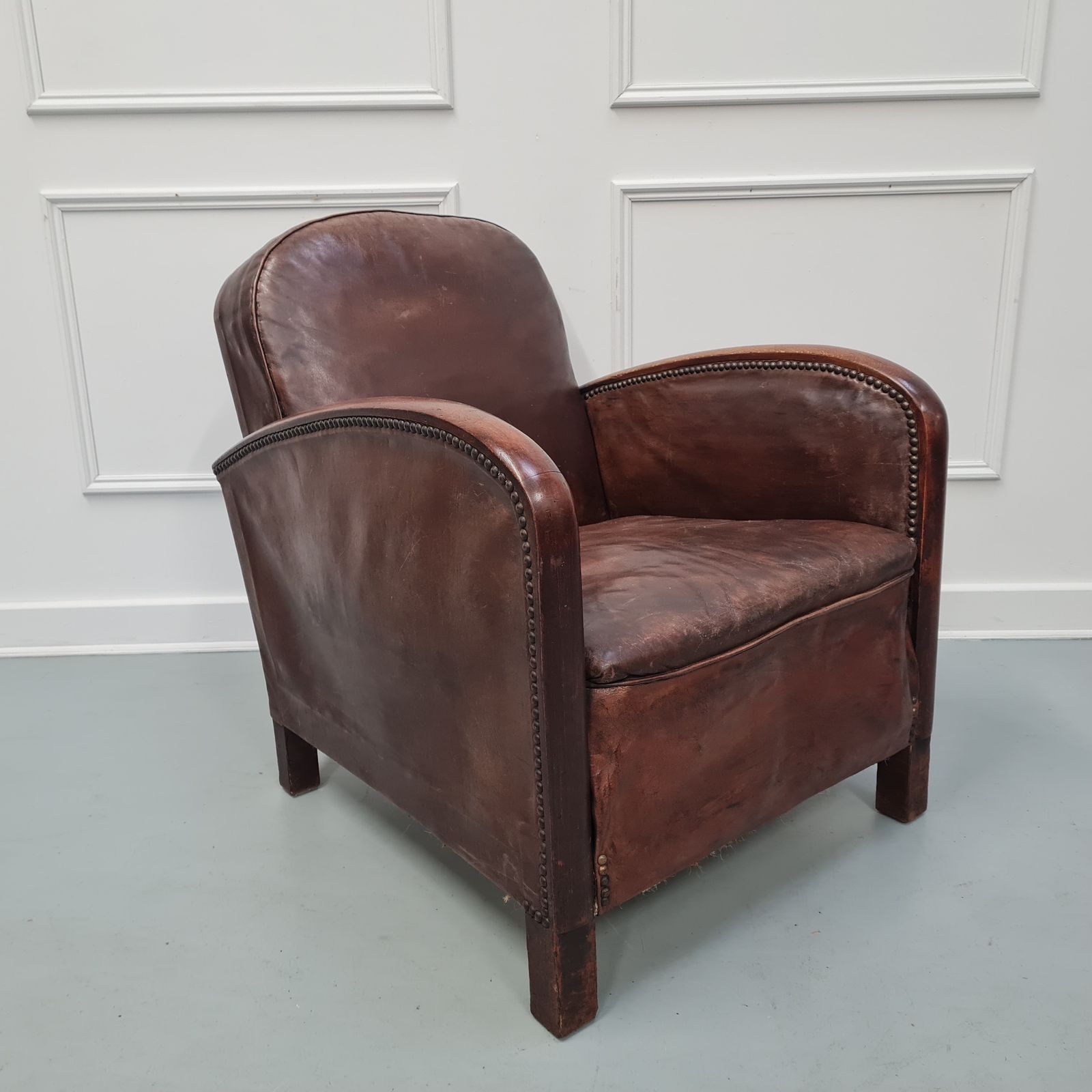 Great French Leather Club Chair C1930 Free Delivery England/Wales photo for sale