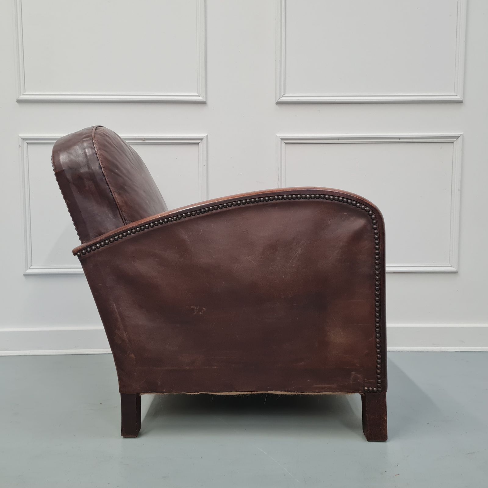 Great French Leather Club Chair C1930 Free Delivery England/Wales photo Furniture