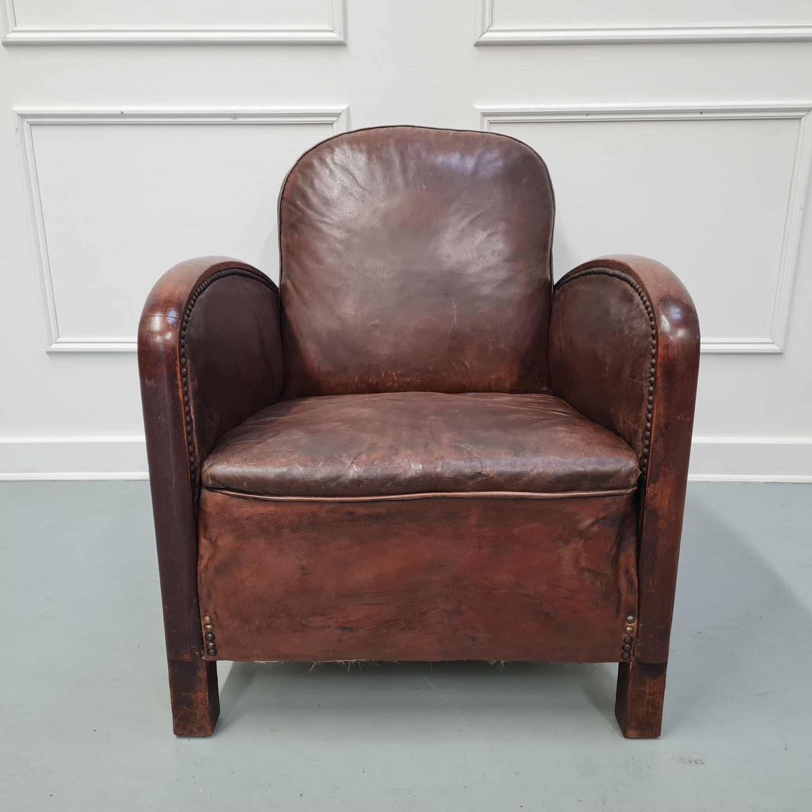 Great French Leather Club Chair C1930 Free Delivery England/Wales photo 685.0