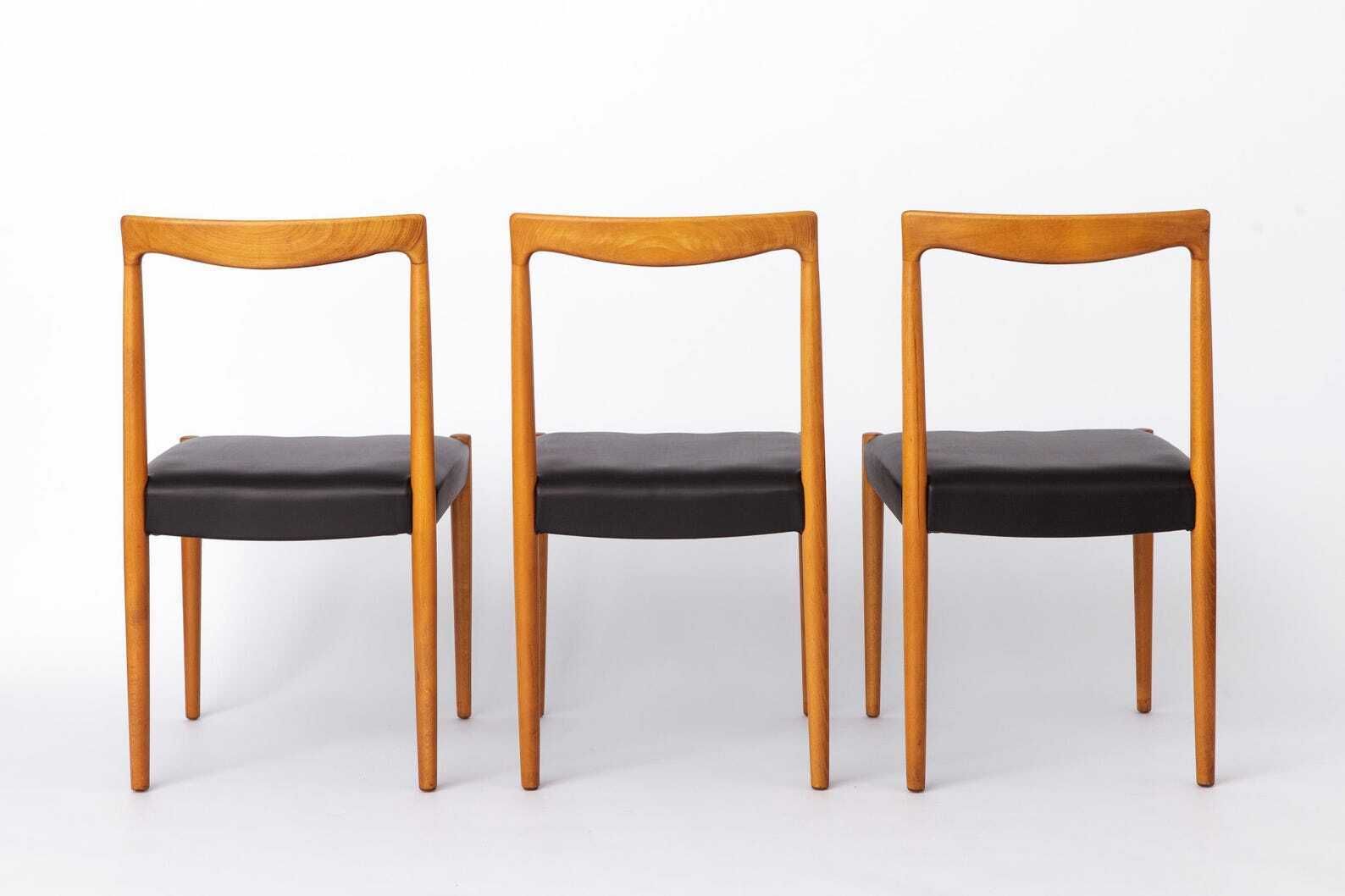 Set Of 6 Vintage Lübke Dining Chairs 1970s Germany, Mid Century Beech Wood Chairs photo buy