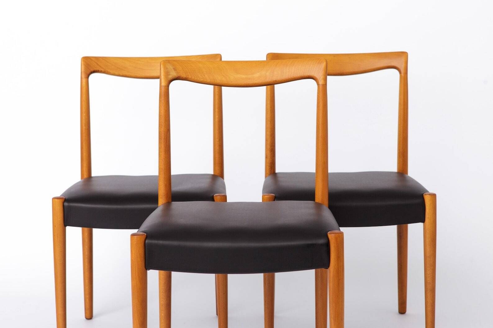 Set Of 6 Vintage Lübke Dining Chairs 1970s Germany, Mid Century Beech Wood Chairs photo vintage