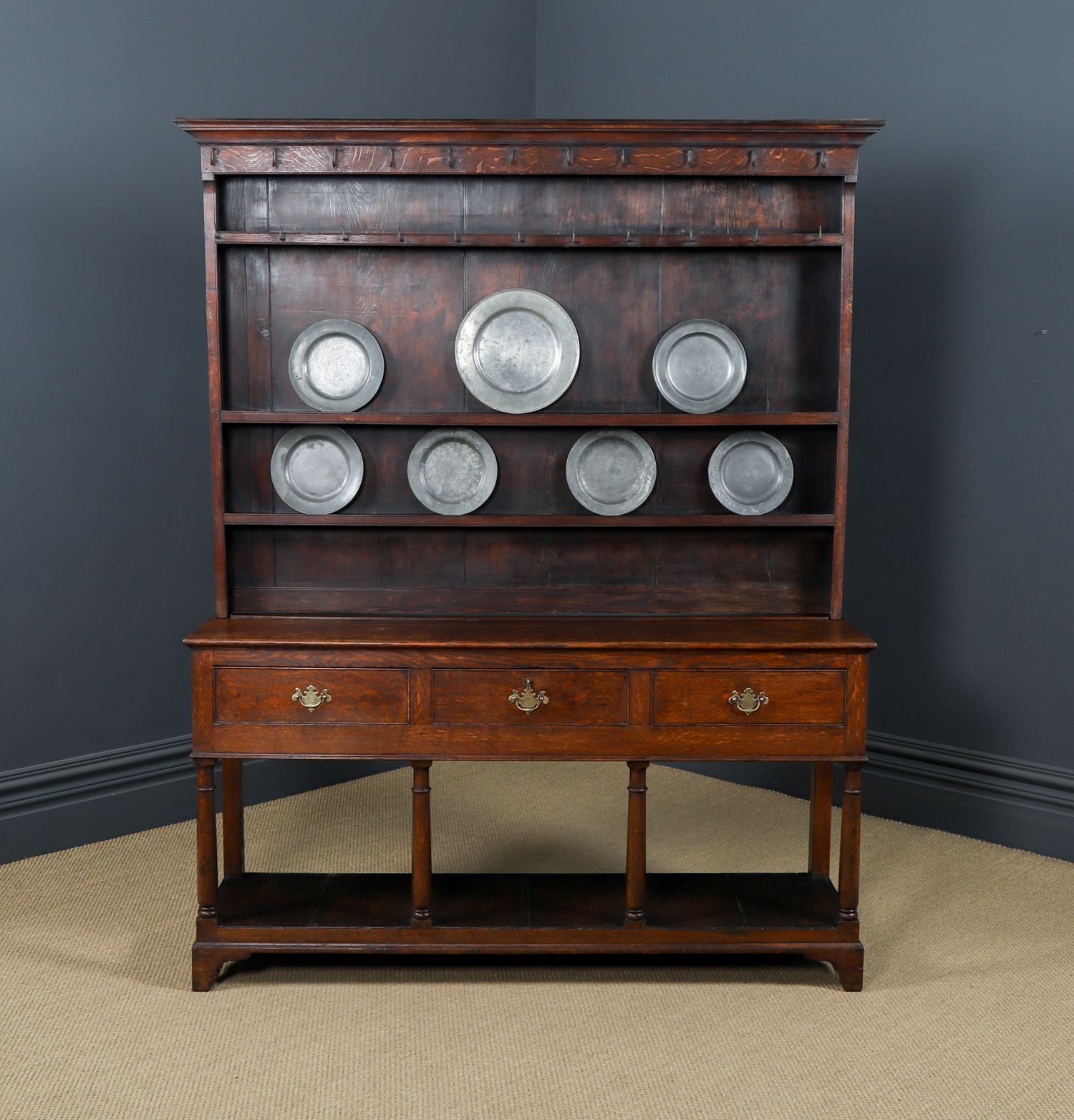 Antique Welsh Oak Joined Pot Board Dresser Base & Rack Sideboard (Circa 1800) photo 3950.0