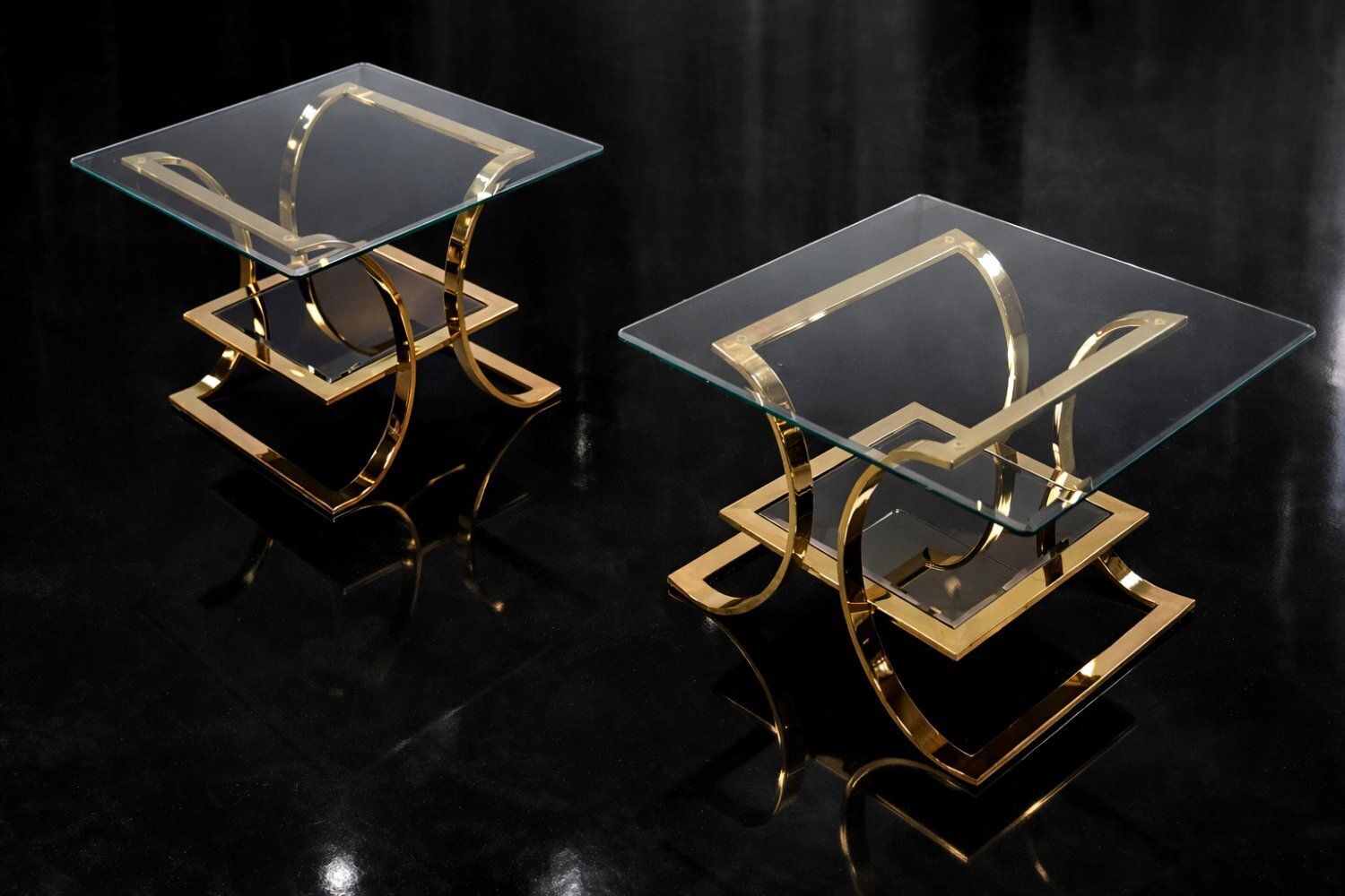 Mid Century Italian Modern Glass Coffee Tables, 1960s, Set Of 2 photo vinterior