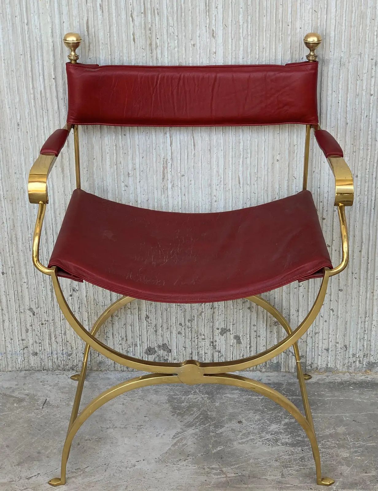 1960s Italian Hollywood Regency Chrome And Leather Savonarola Director's Chairs photo Furniture