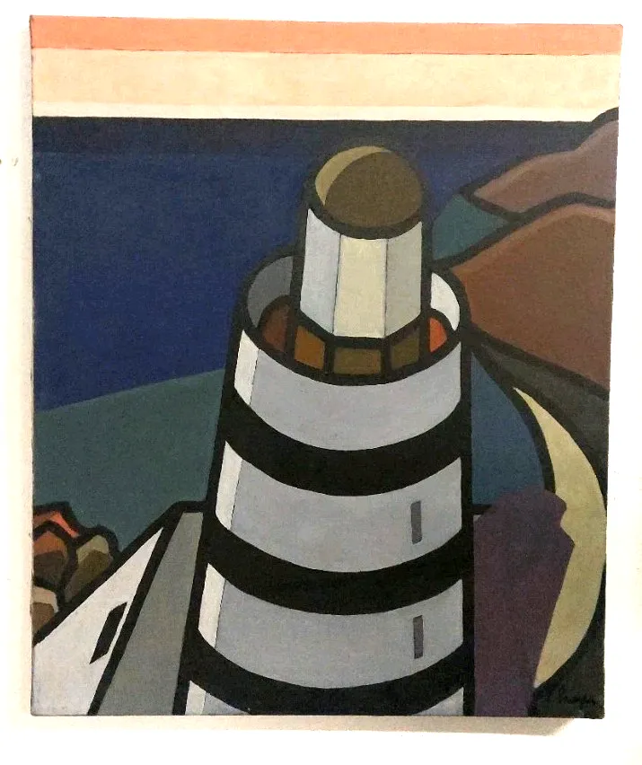 Oil Painting On Canvas "Il Lighthouse" Franco Prayer (1924) 60x50 Cm