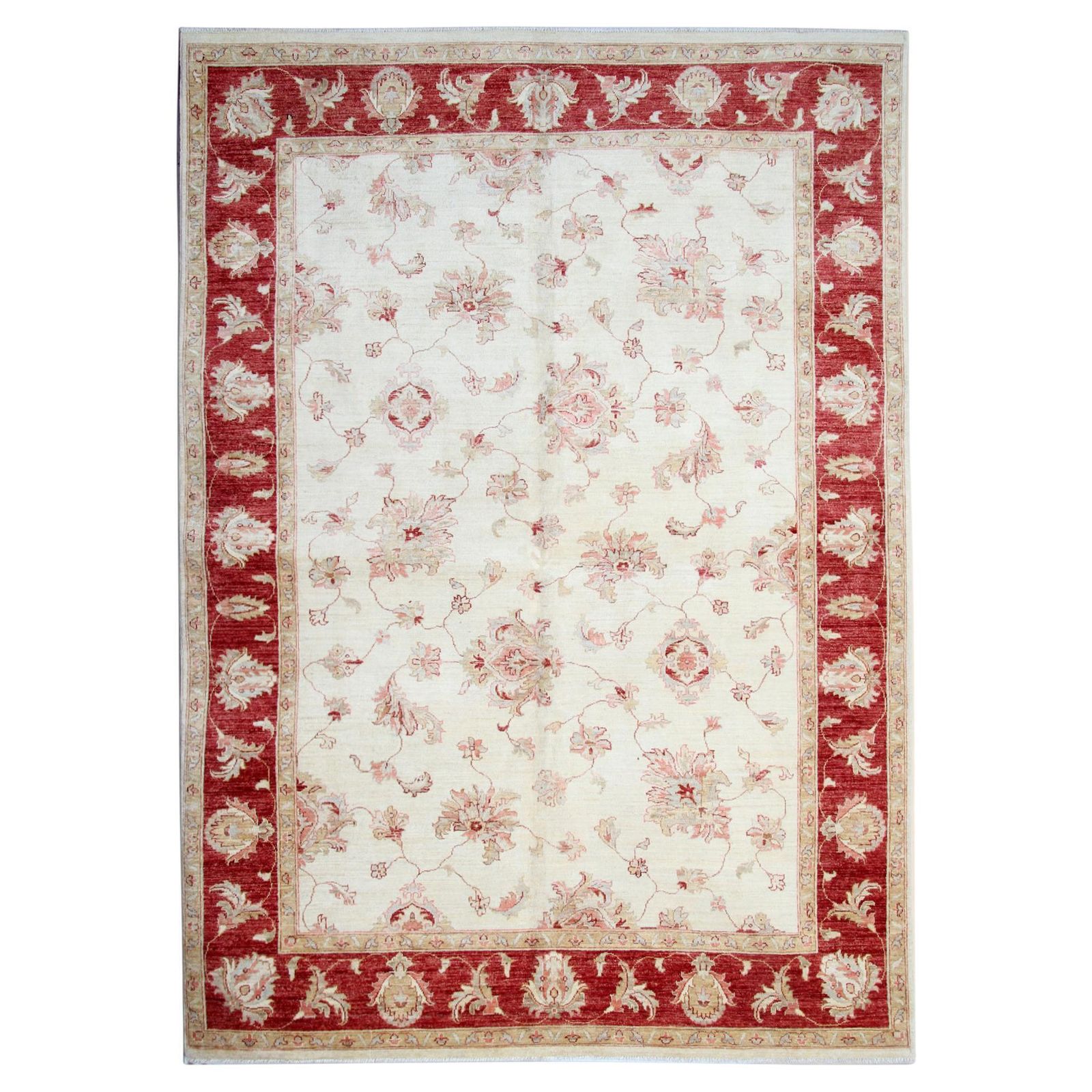 Traditional Cream Red Ziegler Carpet Handmade Wool Oriental Area Rug