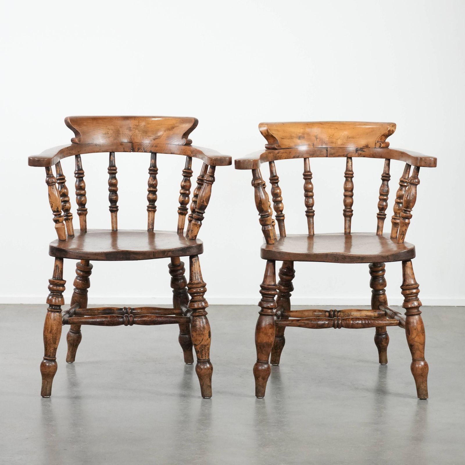 Set Of 2 Antique English Captain Chairs/ Side Chairs/ Office Chairs From The Early 19th Century You Are Here: