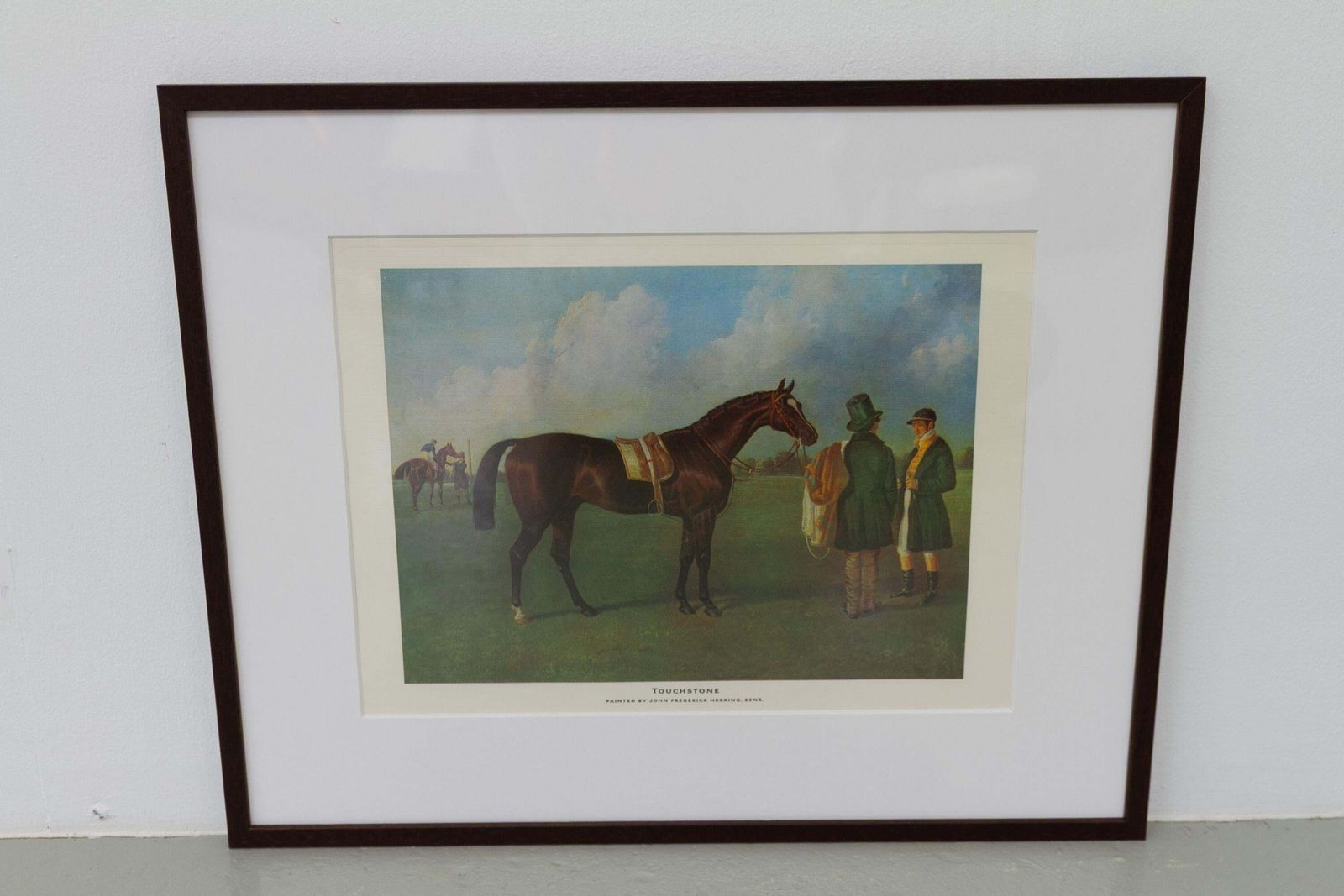 Framed Print Of Bay Horse "Touchstone" By John Frederick Herring , 20th Century. photo vintage
