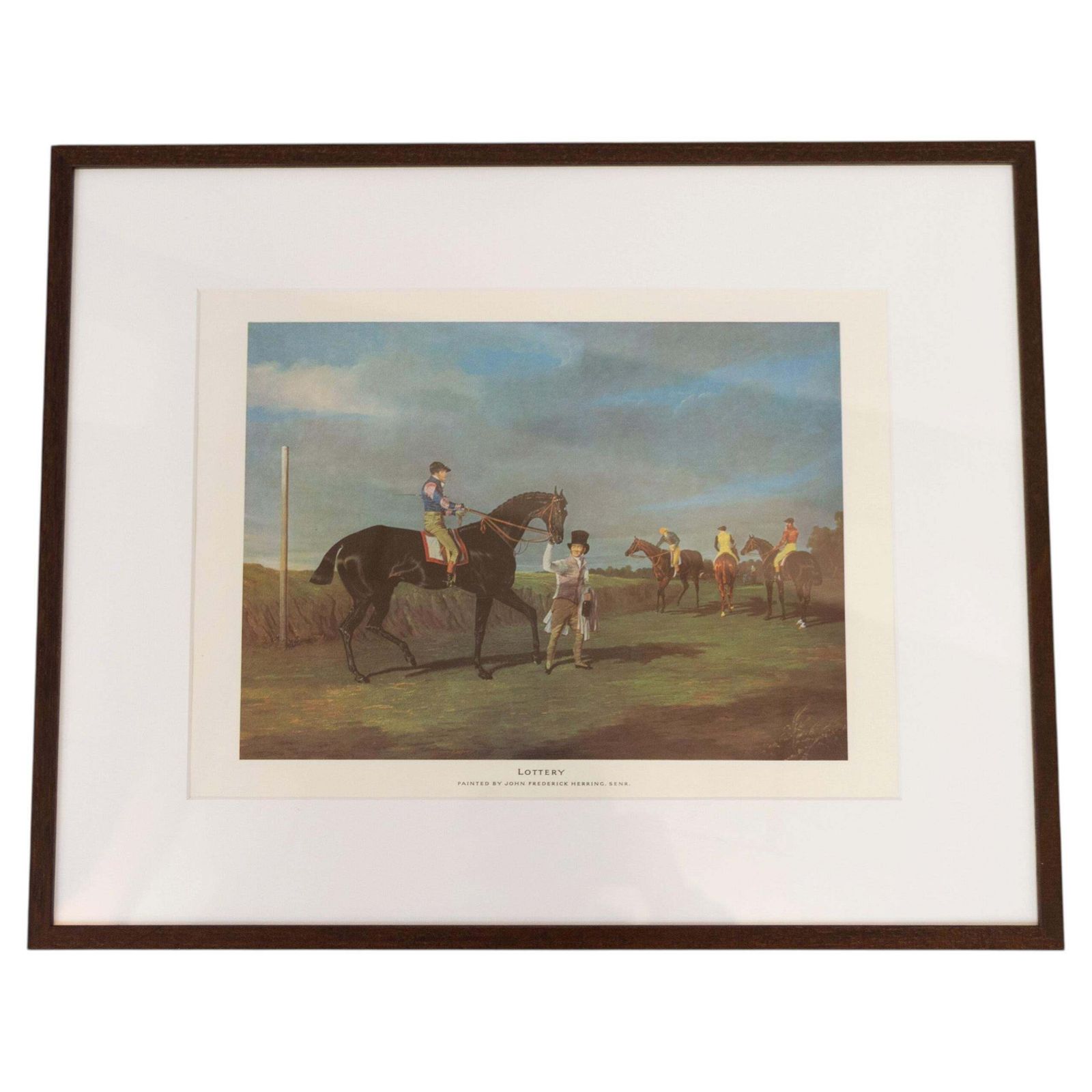 Framed Print Of Black Horse "Lottery" By John Frederick Herring, 20th Century.