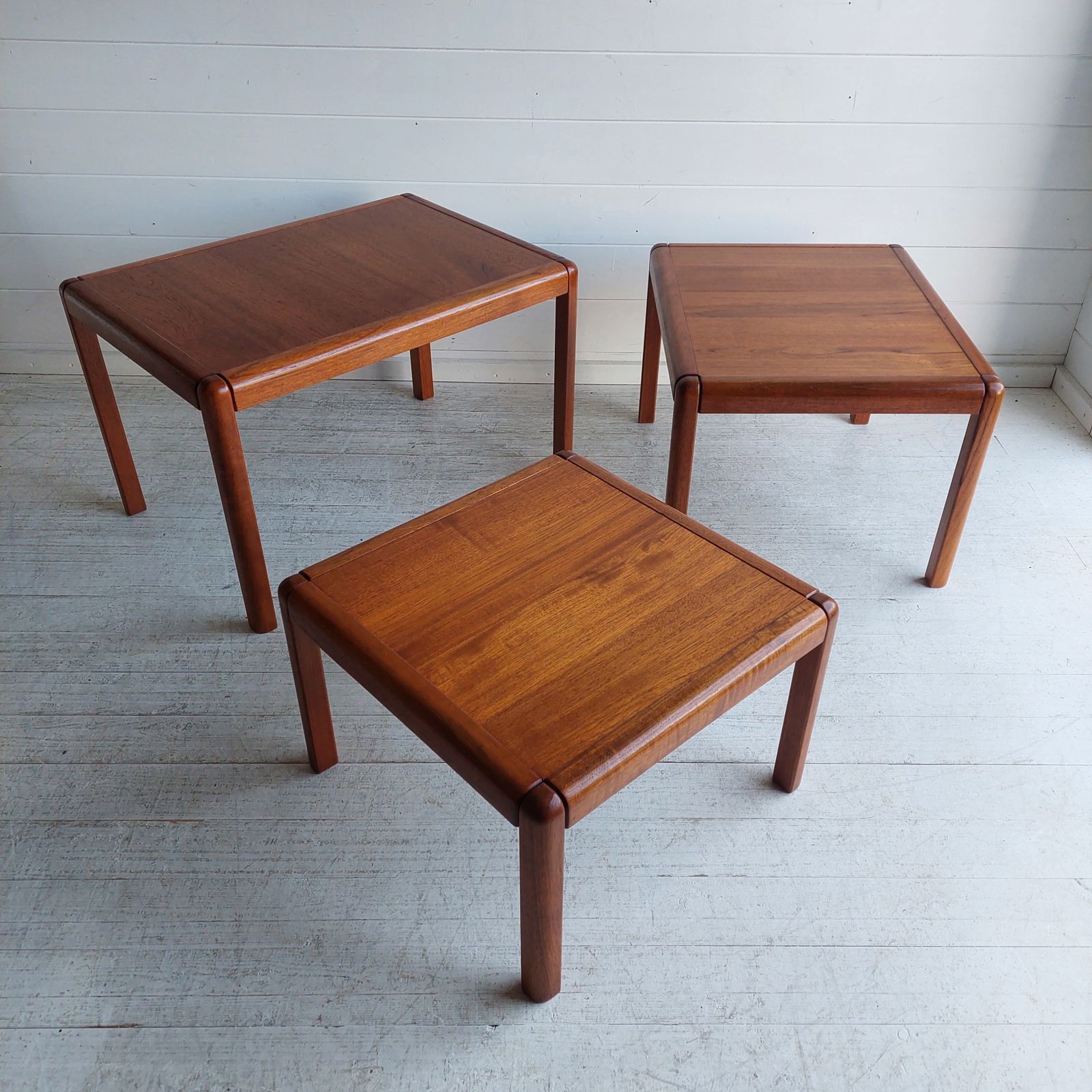 Mid Century Teak Nesting Tables  Danish Nest Of Tables Kai Kristiansen Vildbjerg Møbelfabrik Style 60s Restored photo 285.0