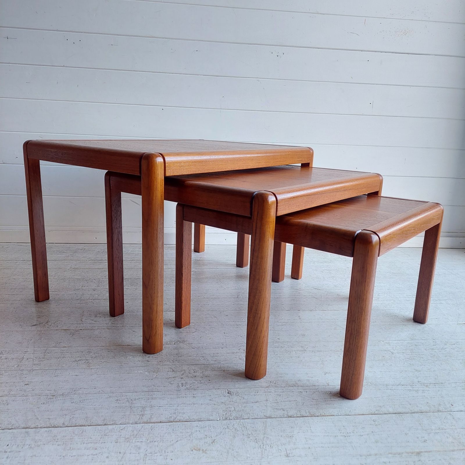 Mid Century Teak Nesting Tables  Danish Nest Of Tables Kai Kristiansen Vildbjerg Møbelfabrik Style 60s Restored photo vintage