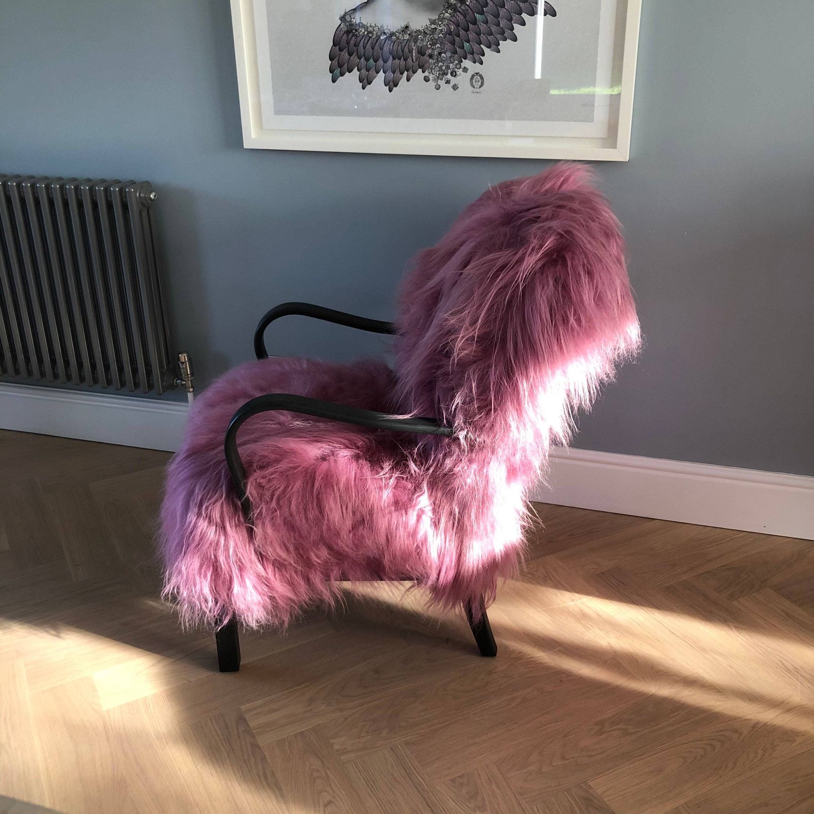 photo for sale Pink Icelandic Sheepskin Bentwood Armchair