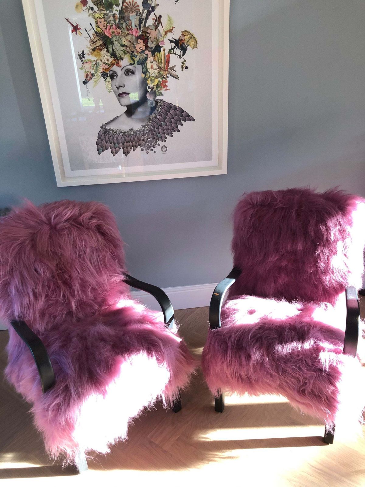 Pink Icelandic Sheepskin Bentwood Armchair photo 895.0